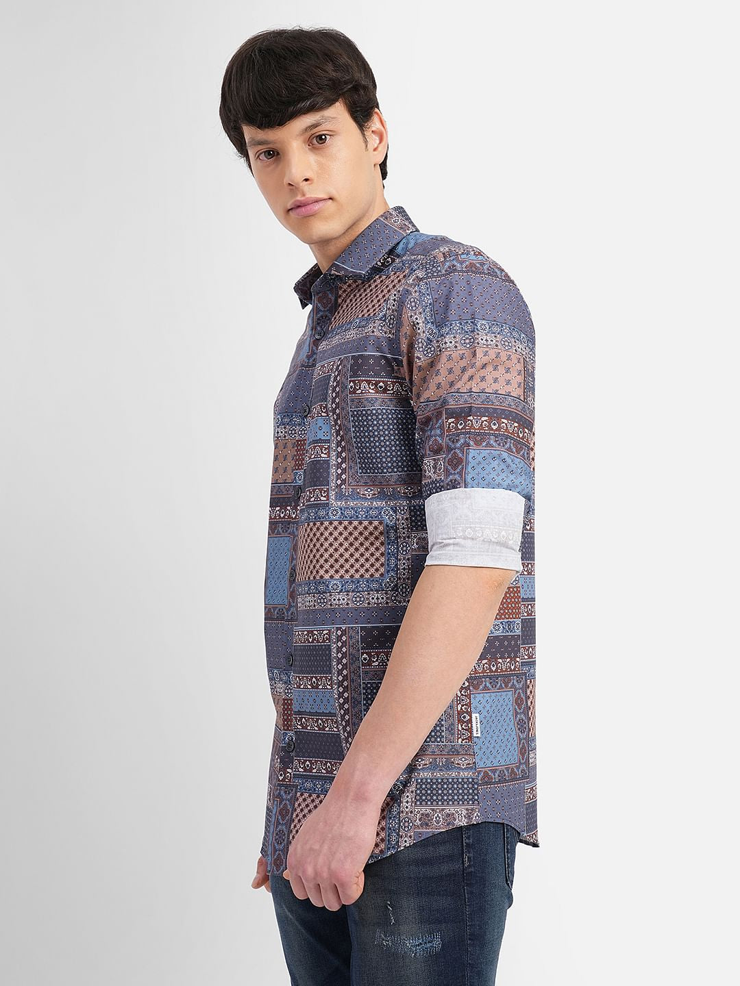 Blue All Over Print Full Sleeves Shirt