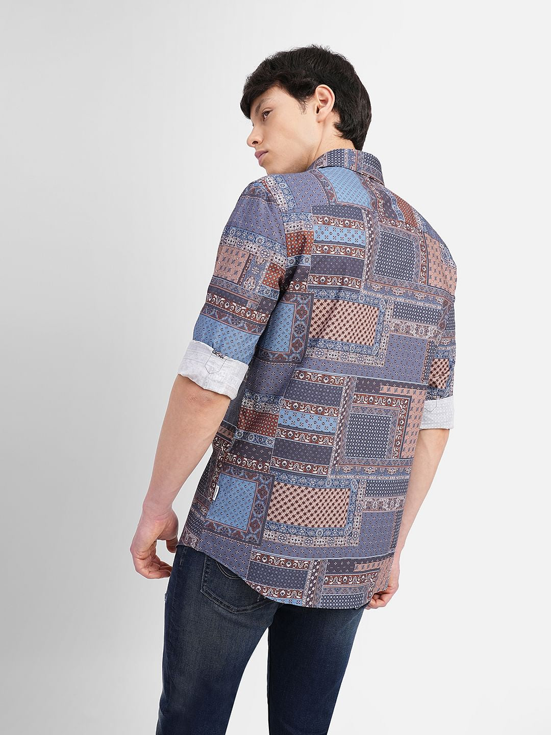 Blue All Over Print Full Sleeves Shirt