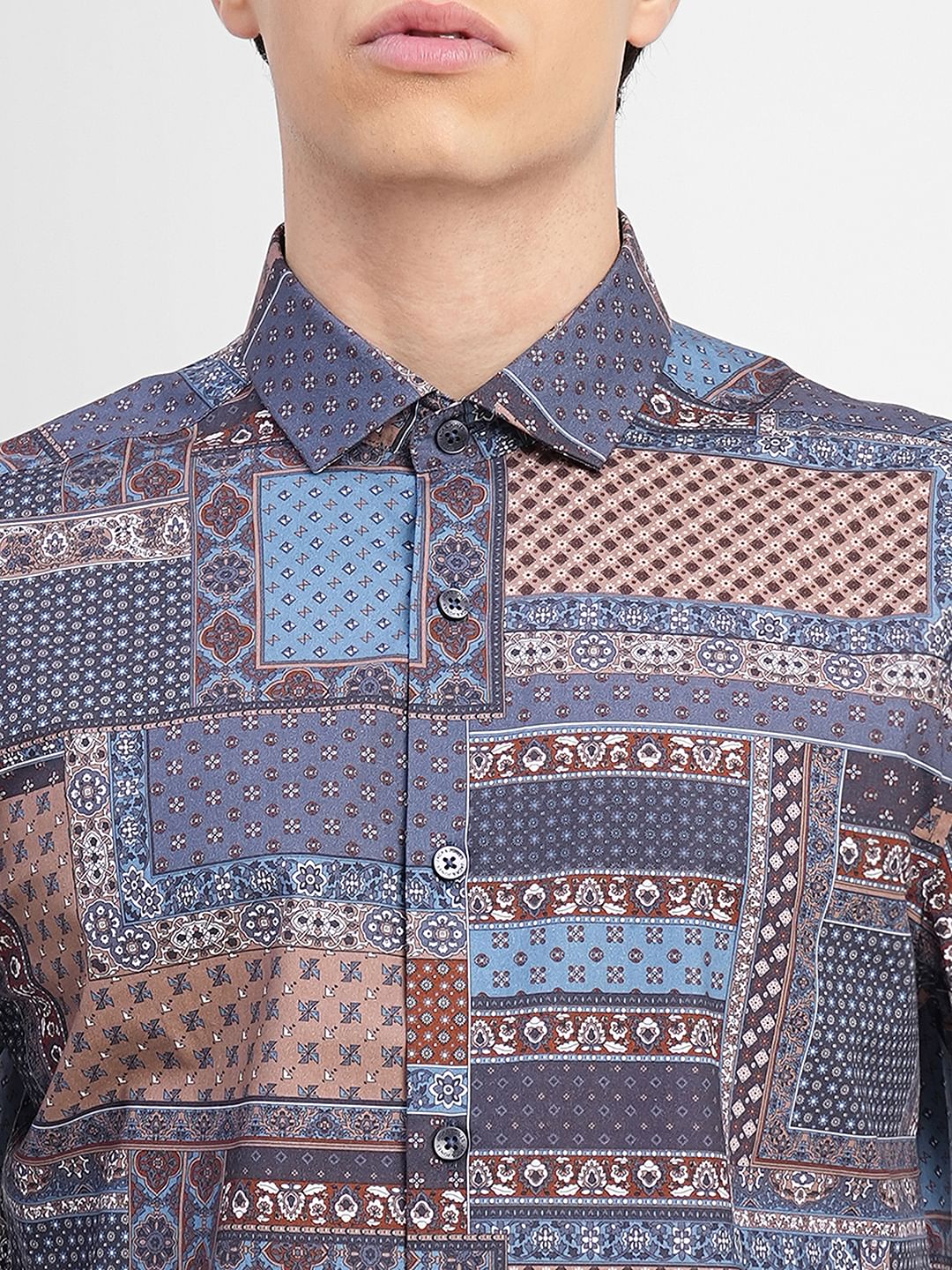 Blue All Over Print Full Sleeves Shirt