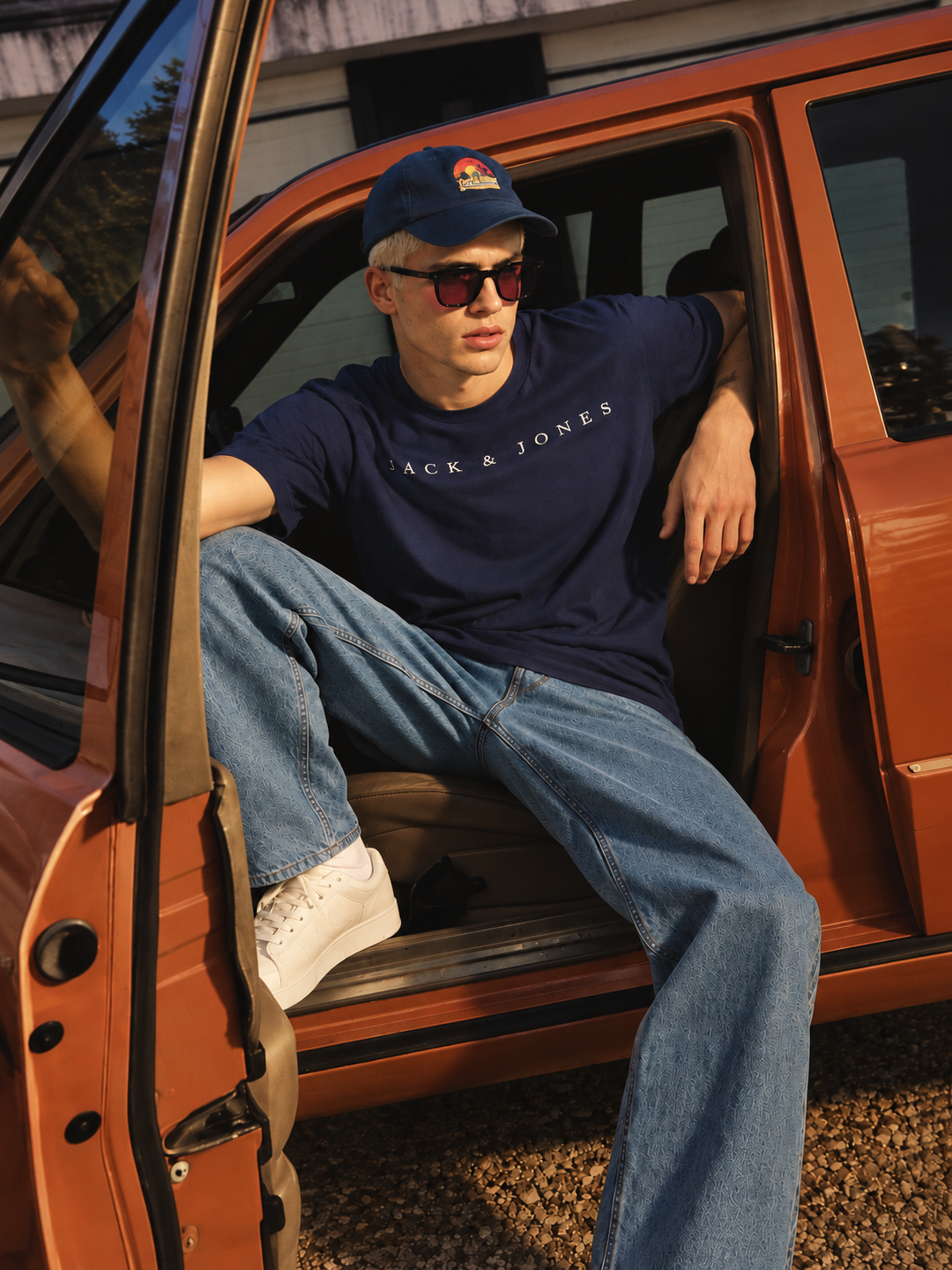 Blue Logo Text Crew Neck T-shirt