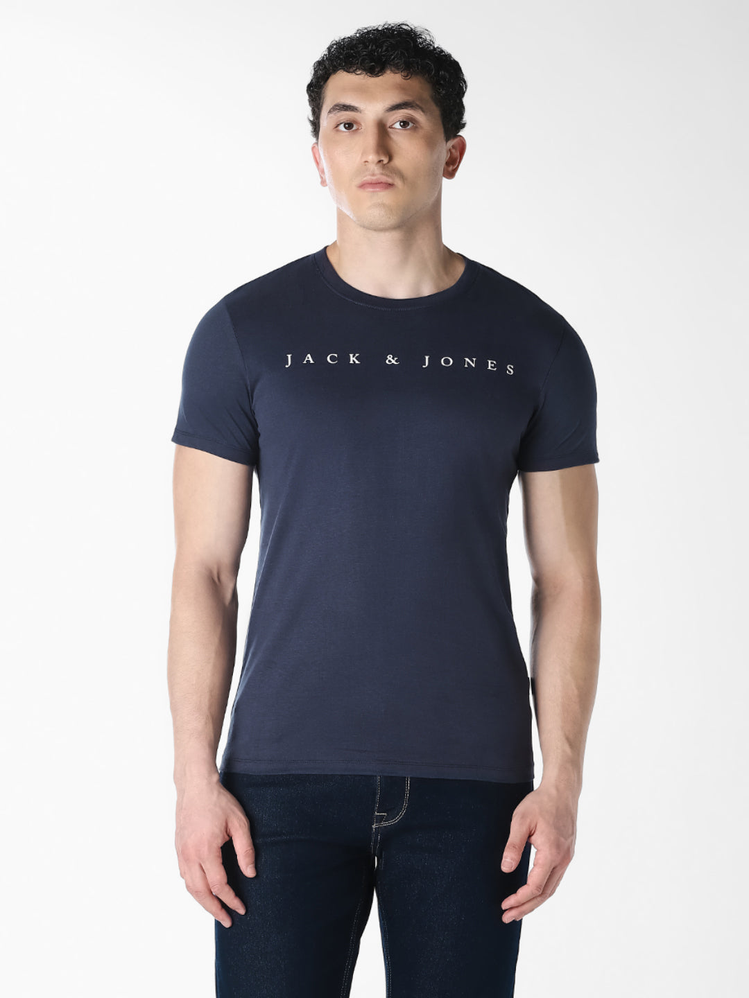 Blue Logo Text Crew Neck T-shirt