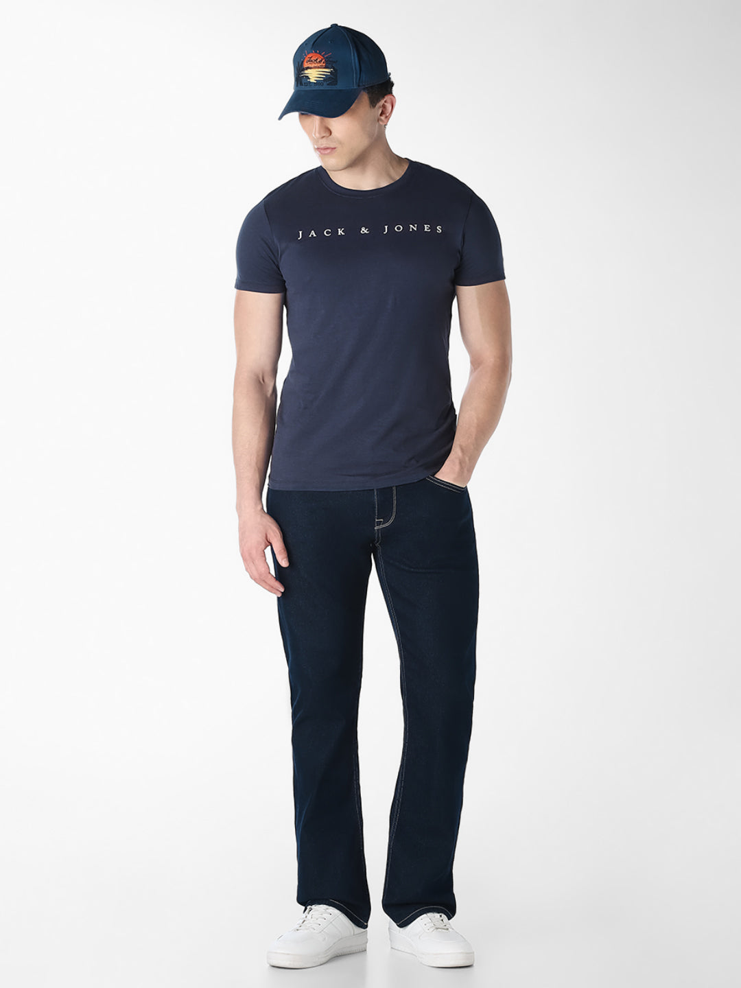 Blue Logo Text Crew Neck T-shirt