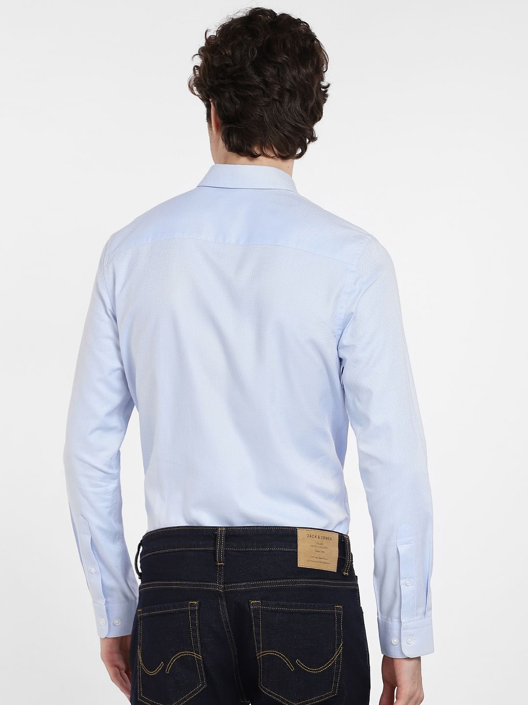 Blue Dobby Full Sleeves Shirt