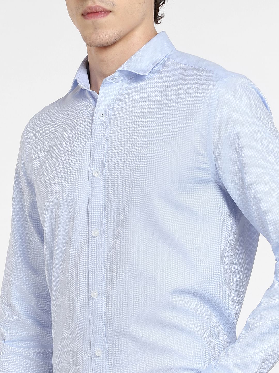 Blue Dobby Full Sleeves Shirt