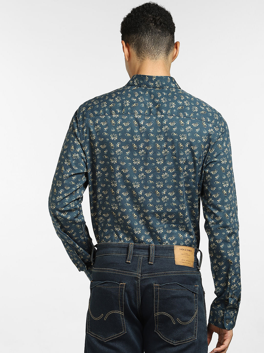 Green Floral Print Full Sleeves Shirt