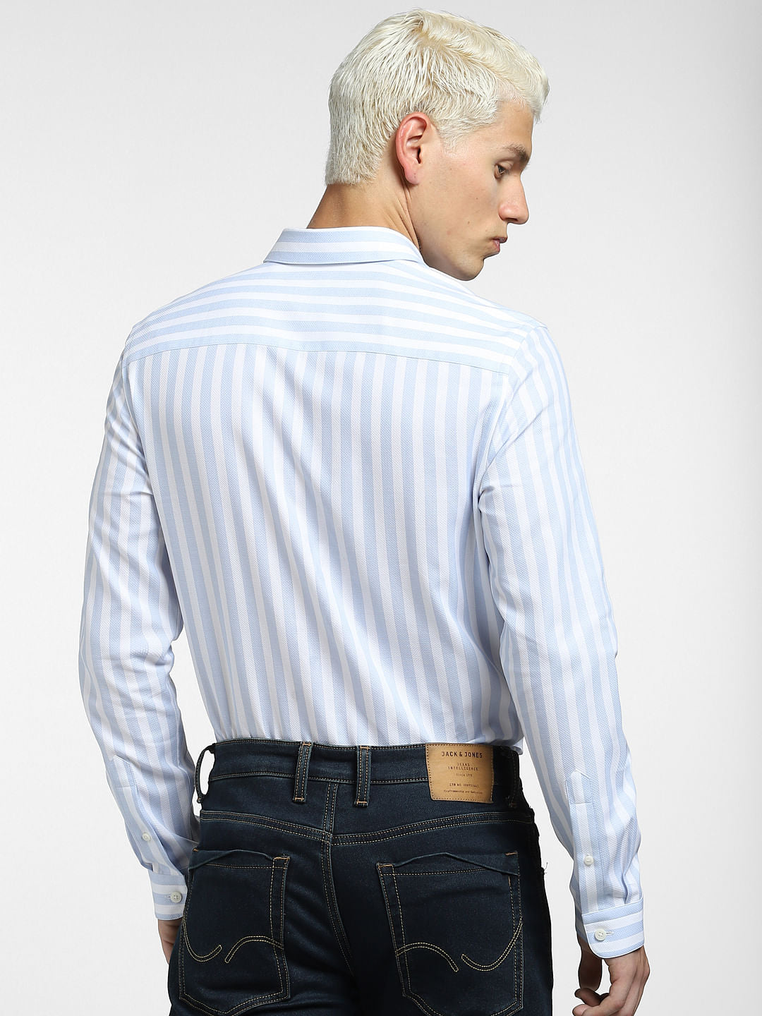 Blue Striped Full Sleeves Shirt