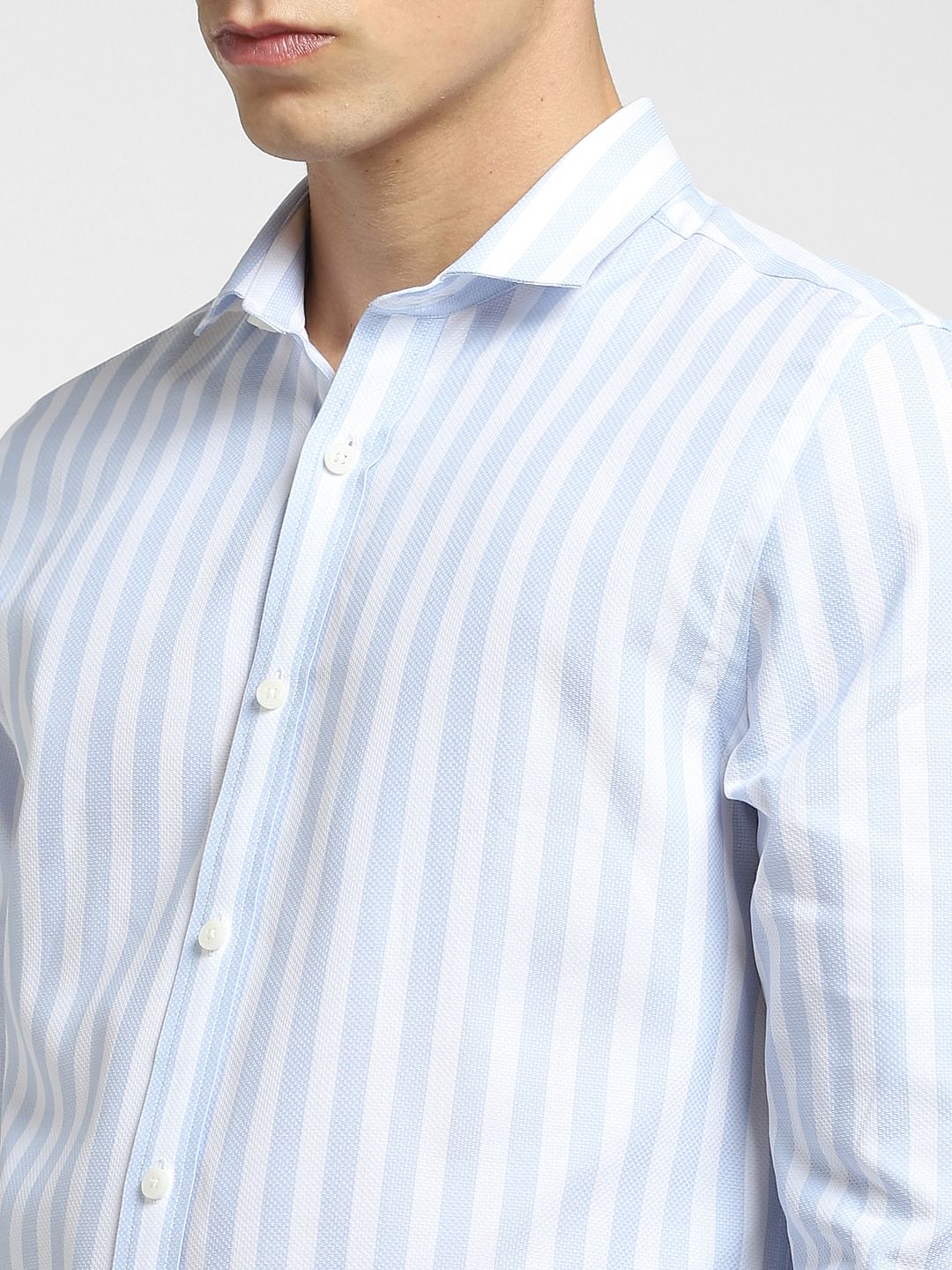 Blue Striped Full Sleeves Shirt