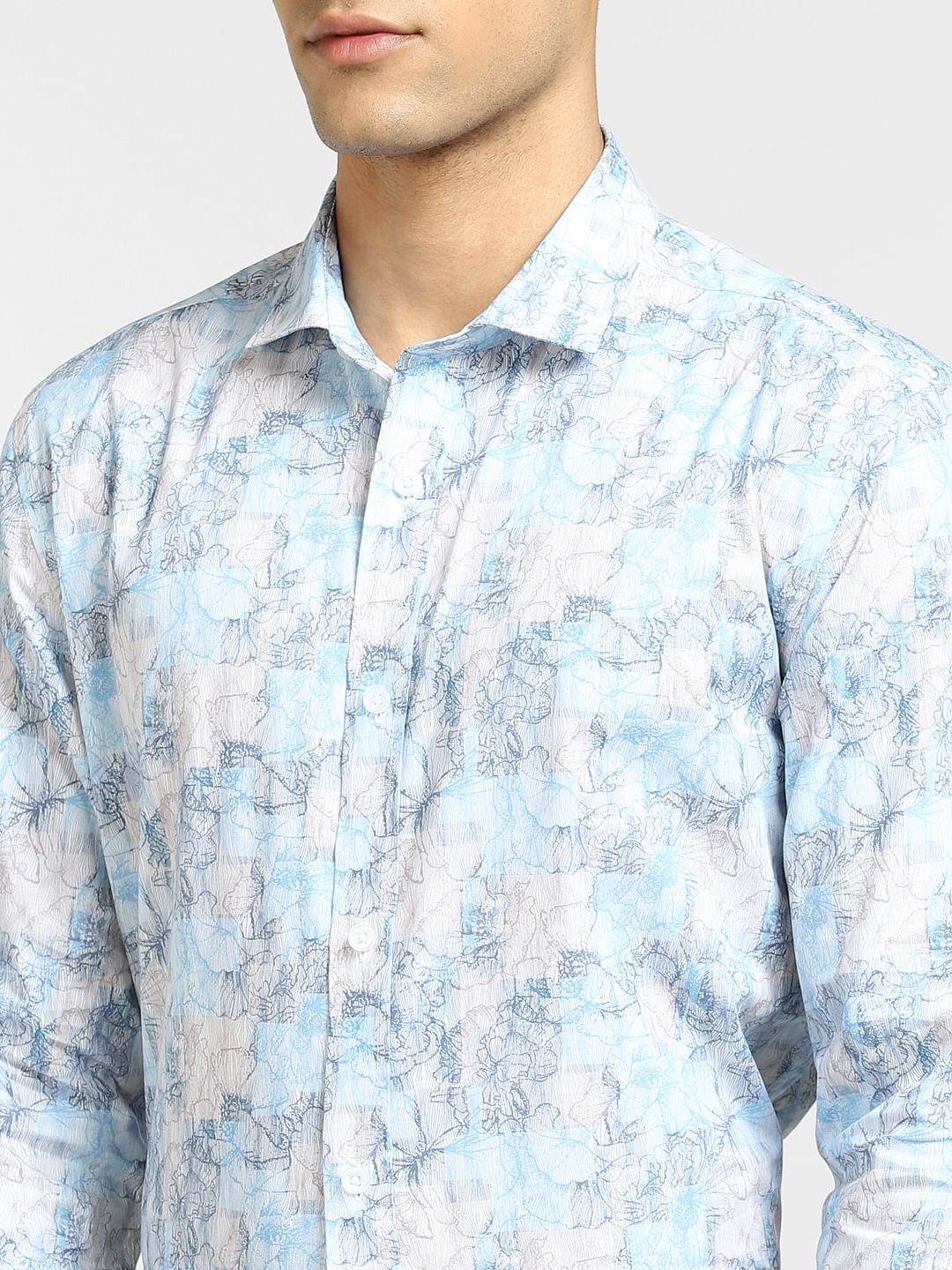 Light Brown Floral Full Sleeves Shirt