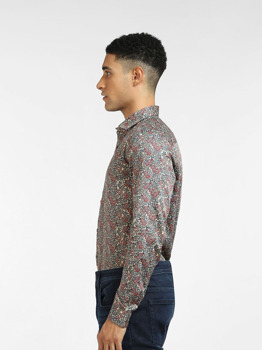 Red Floral Full Sleeves Shirt