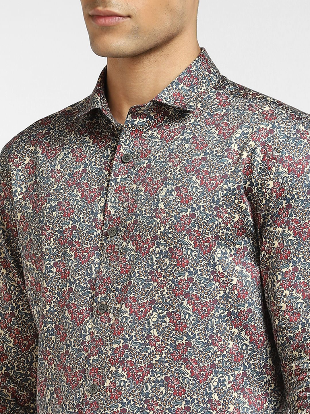 Red Floral Full Sleeves Shirt