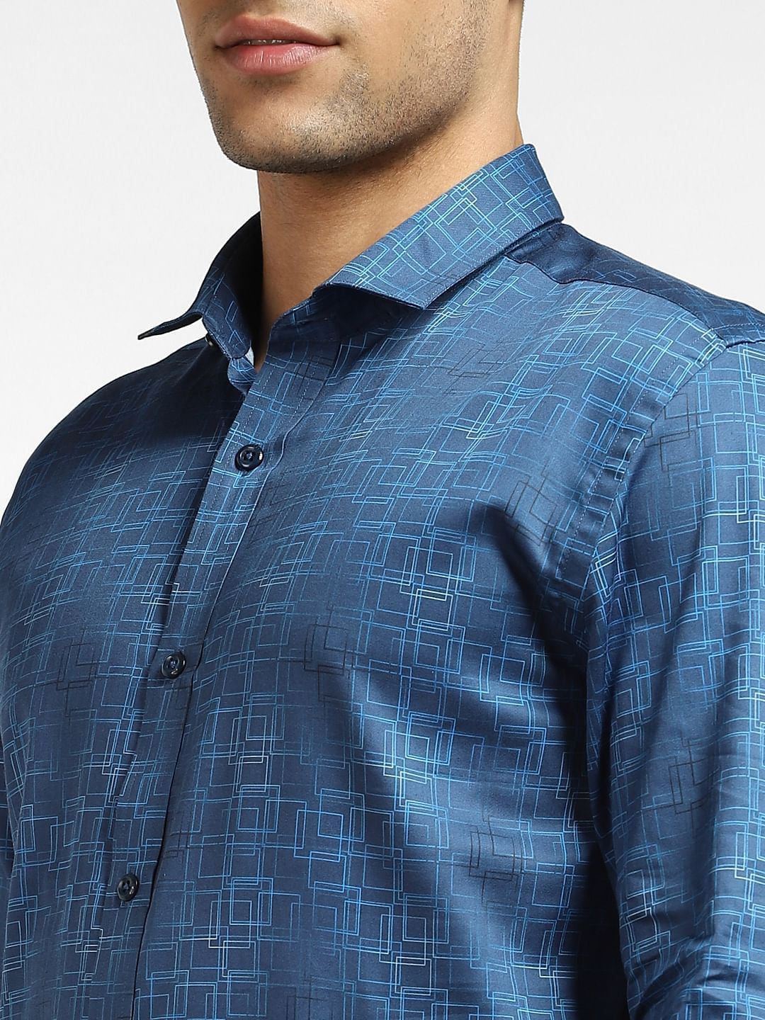 Blue Abstract Print Full Sleeves Shirt