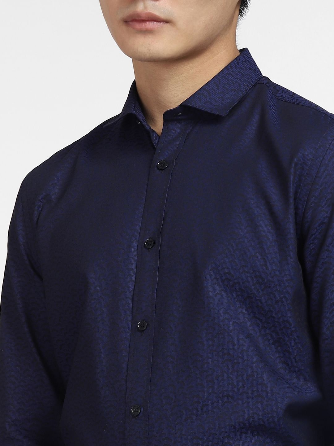 Blue Printed Full Sleeves Shirt