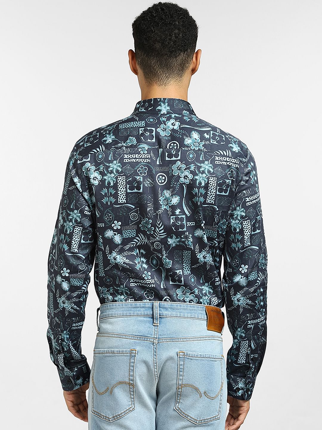 Blue All Over Print Full Sleeves Shirt