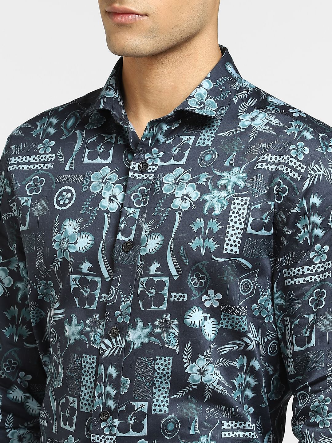 Blue All Over Print Full Sleeves Shirt