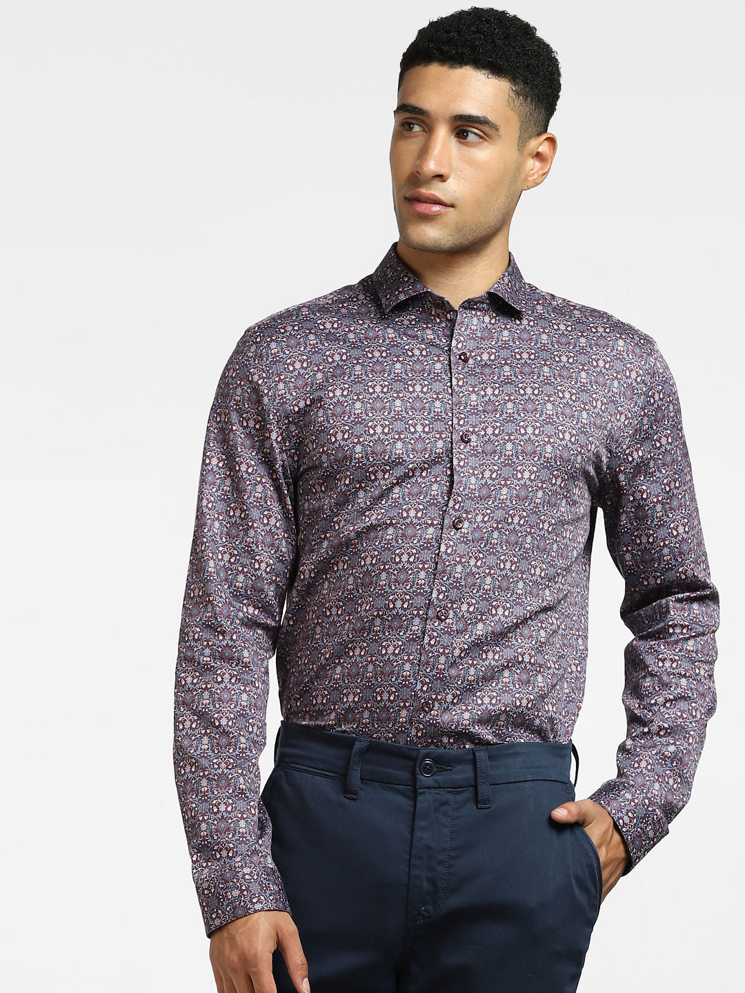 Purple All Over Print Full Sleeves Shirt