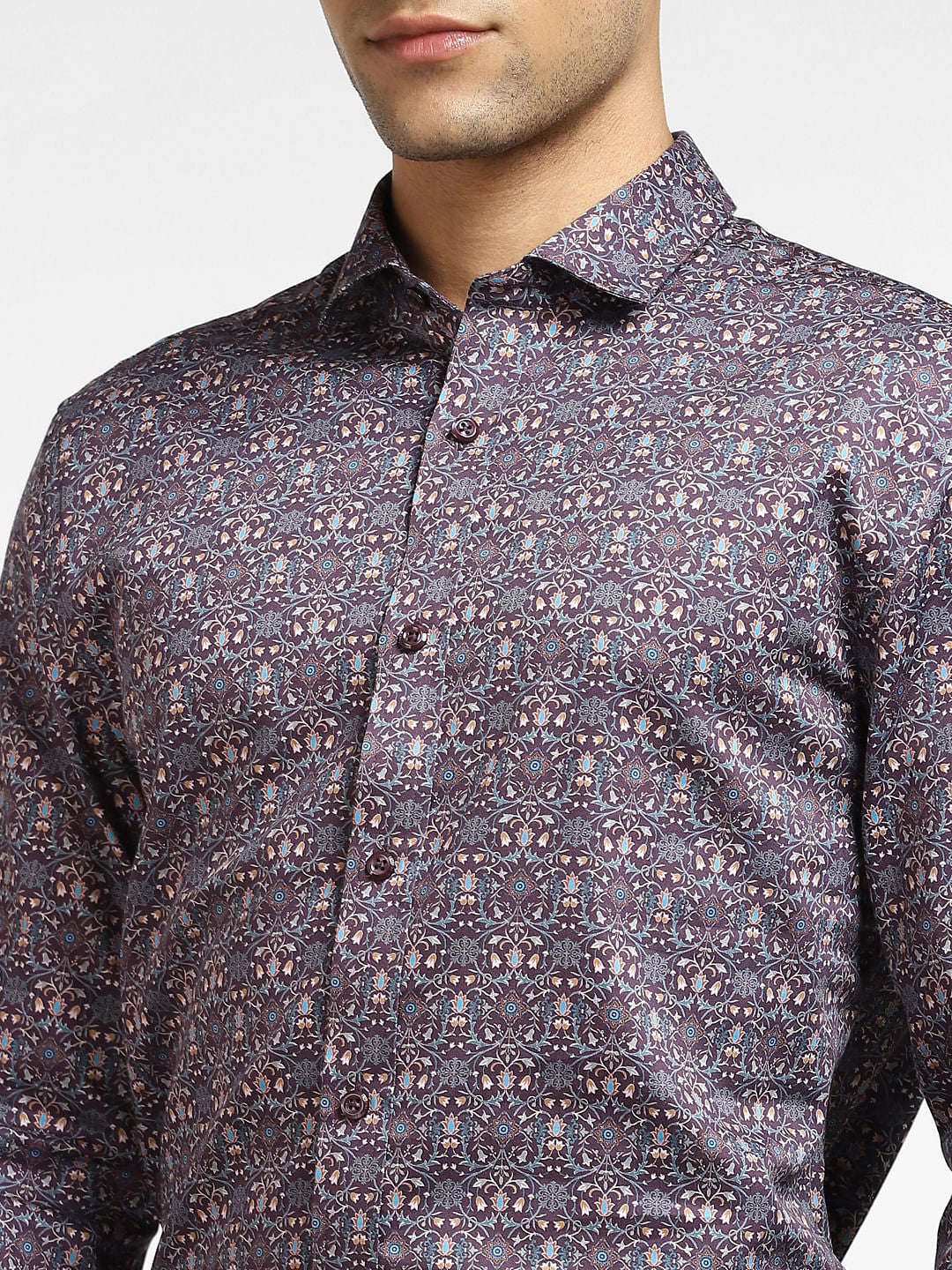 Purple All Over Print Full Sleeves Shirt