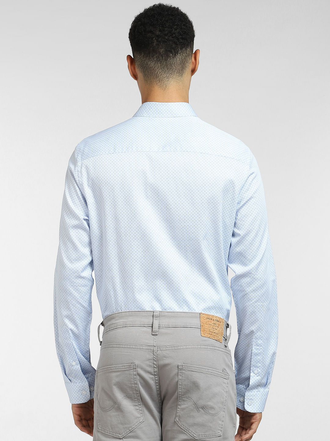 Light Blue Printed Full Sleeves Shirt