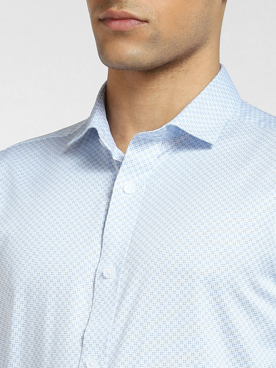 Light Blue Printed Full Sleeves Shirt
