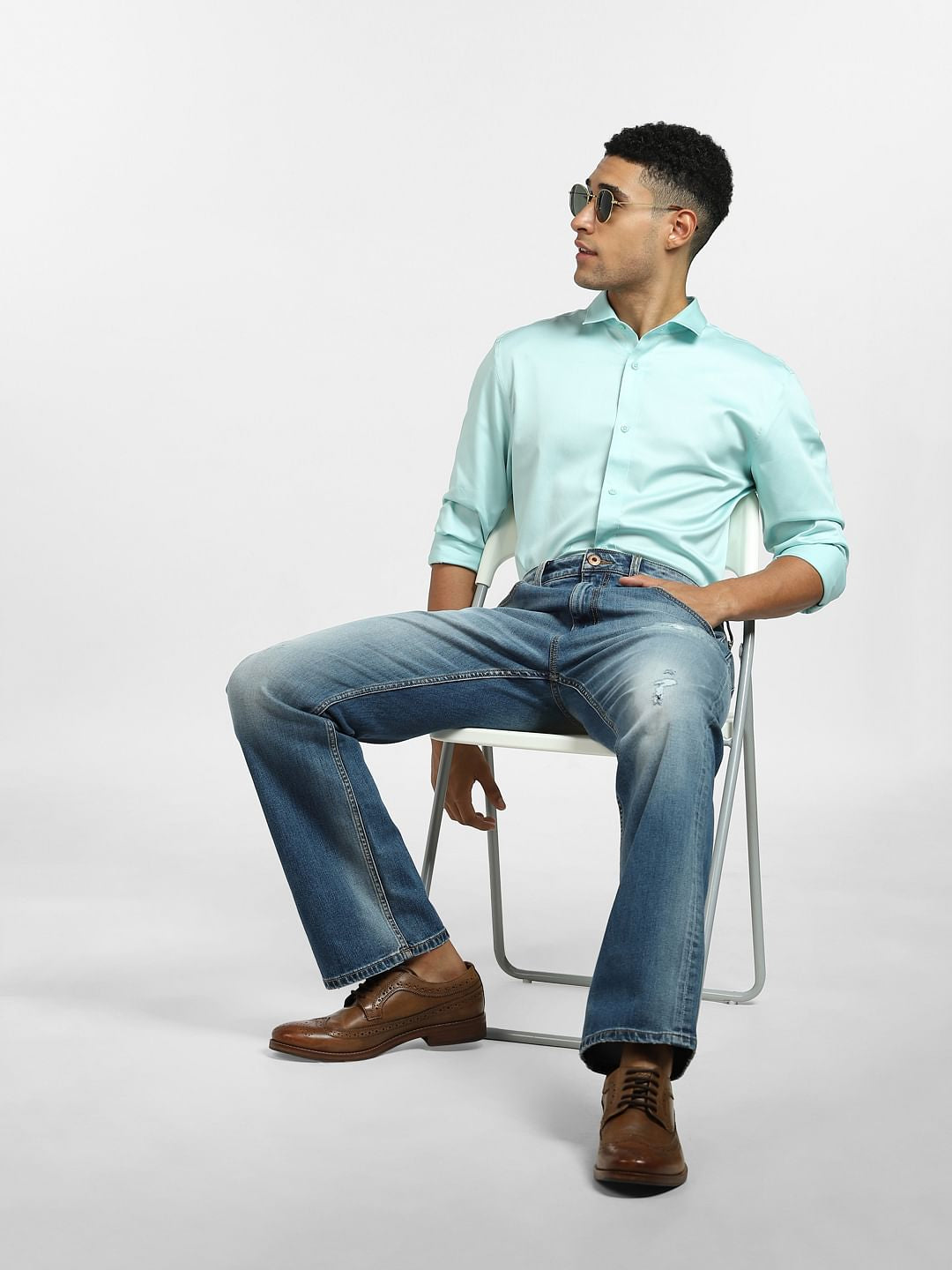 Blue Full Sleeves Shirt - S