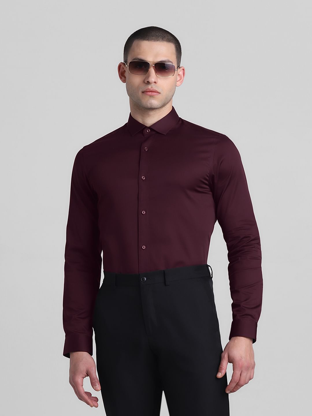 Maroon Full Sleeves Shirt - S