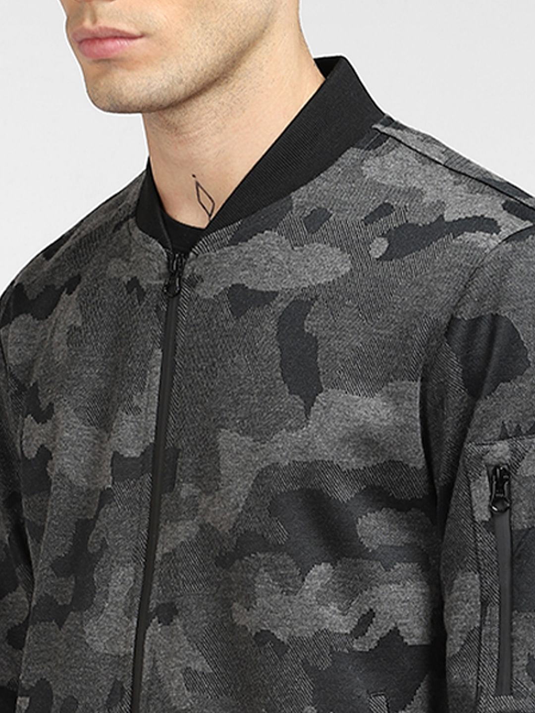 Black Camo Print Co-ord Bomber Jacket