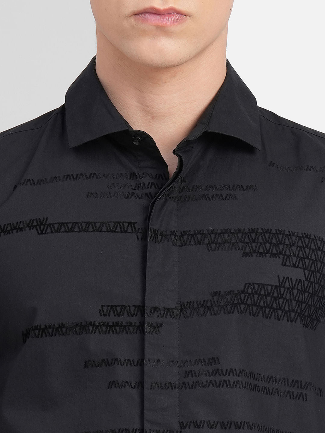 Black Printed Full Sleeves Shirt
