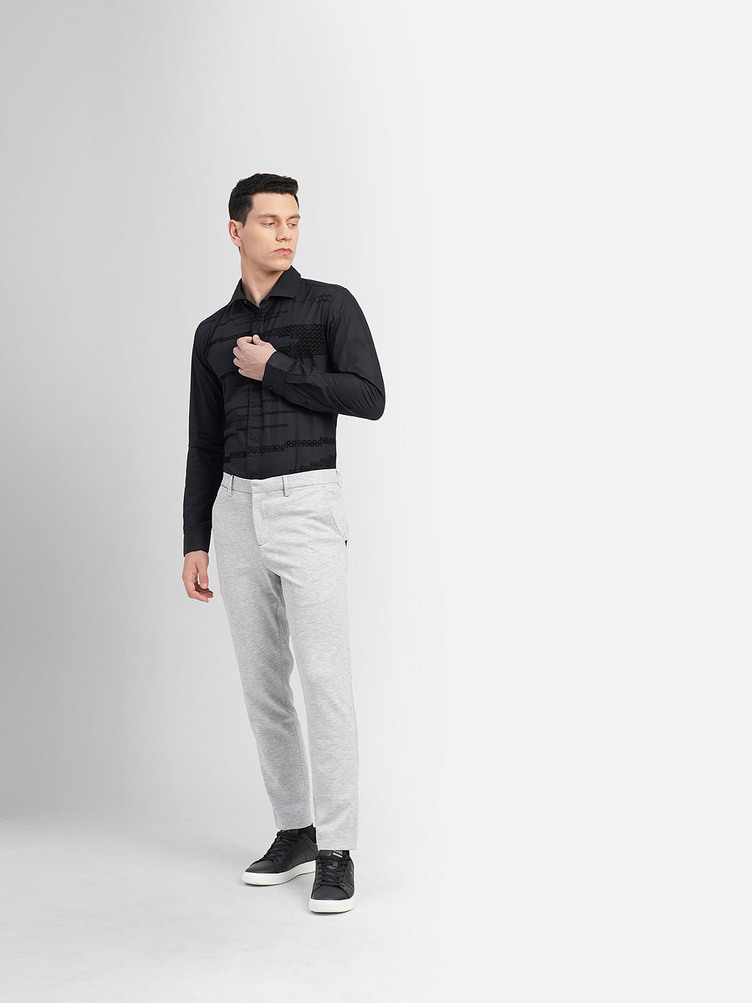 Black Printed Full Sleeves Shirt