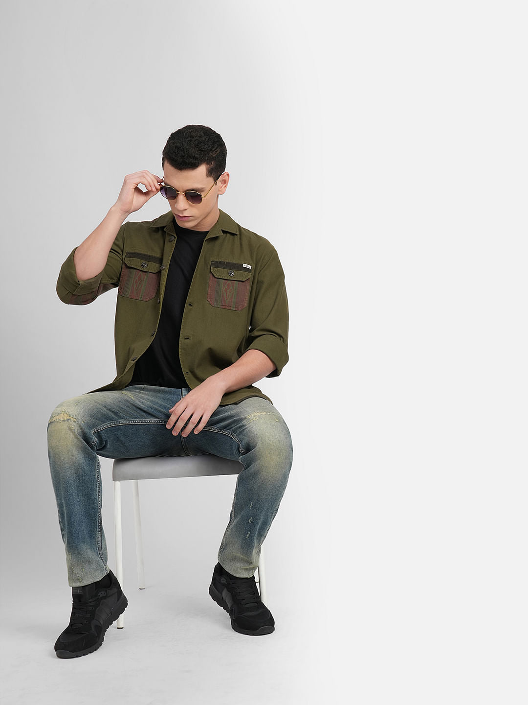 Green Washed Full Sleeves Shirt