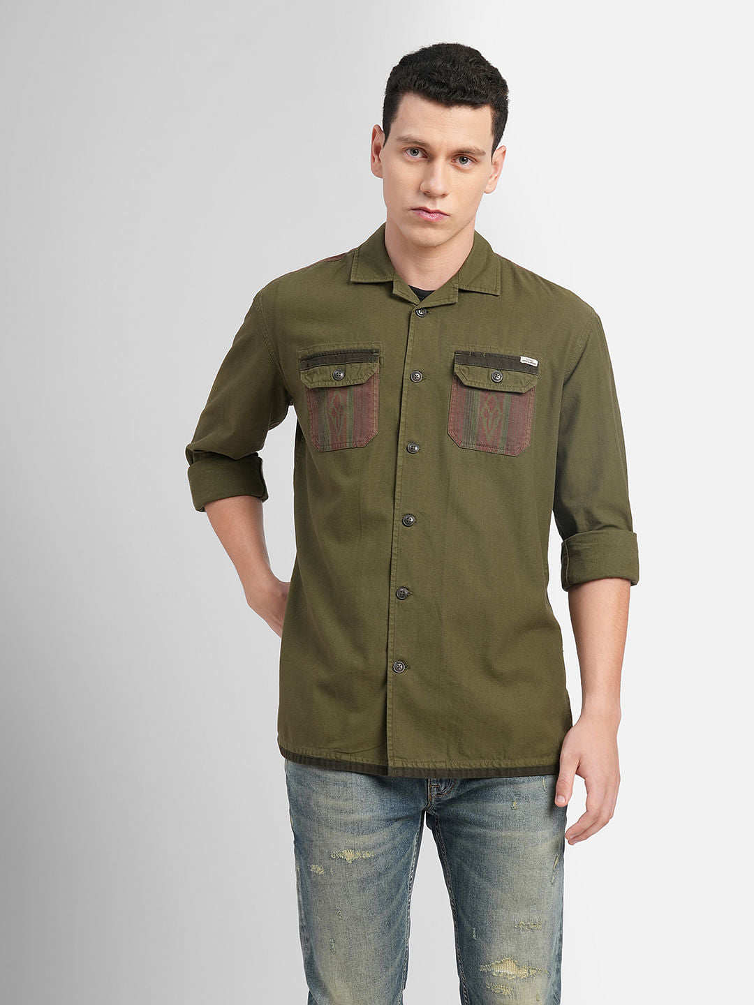 Green Washed Full Sleeves Shirt