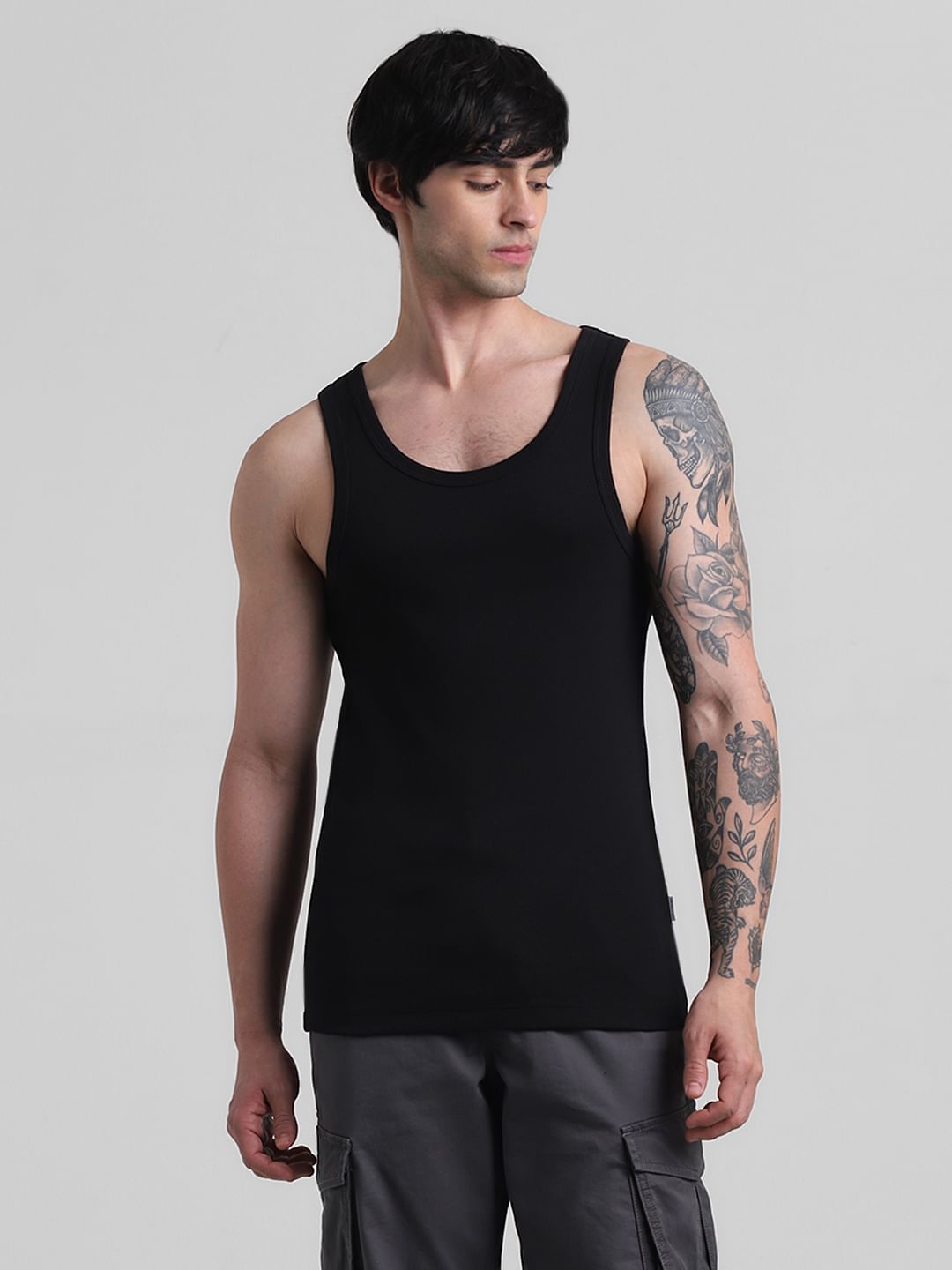 Black Crew Neck Vest