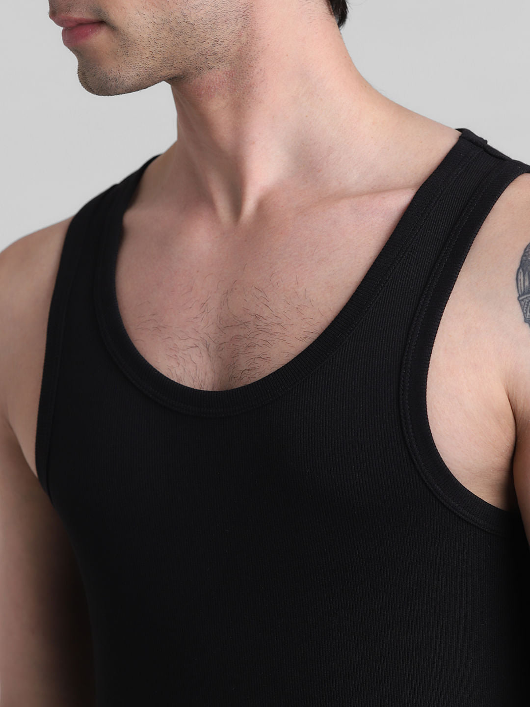 Black Crew Neck Vest