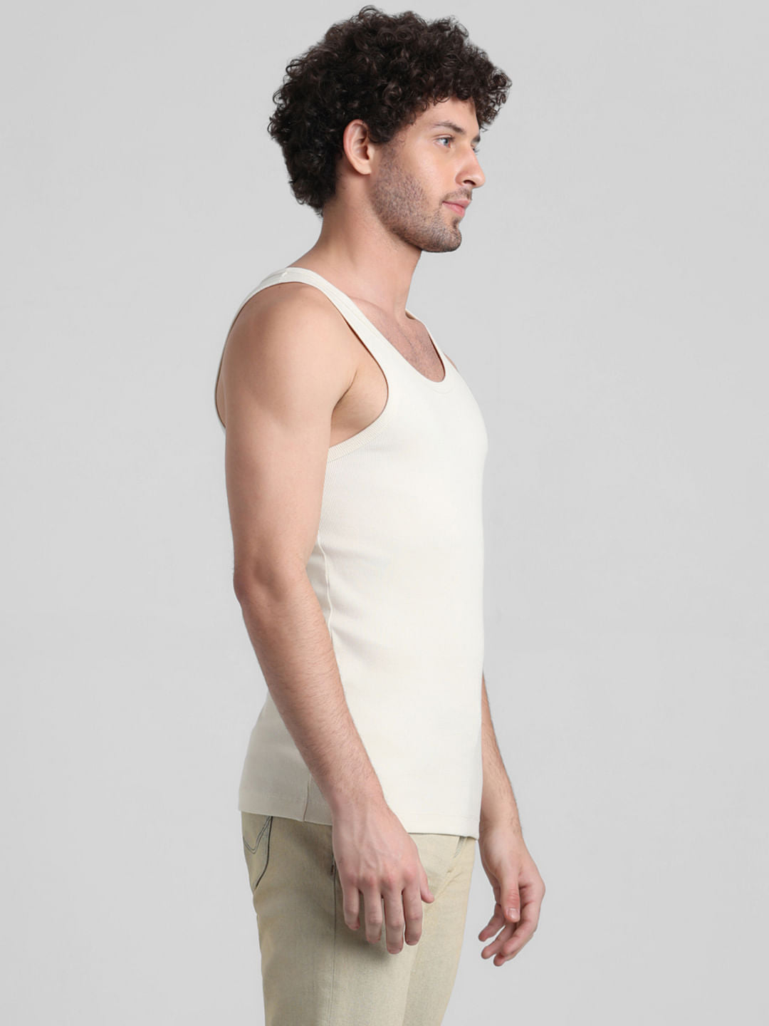 White Crew Neck Fashion Vest