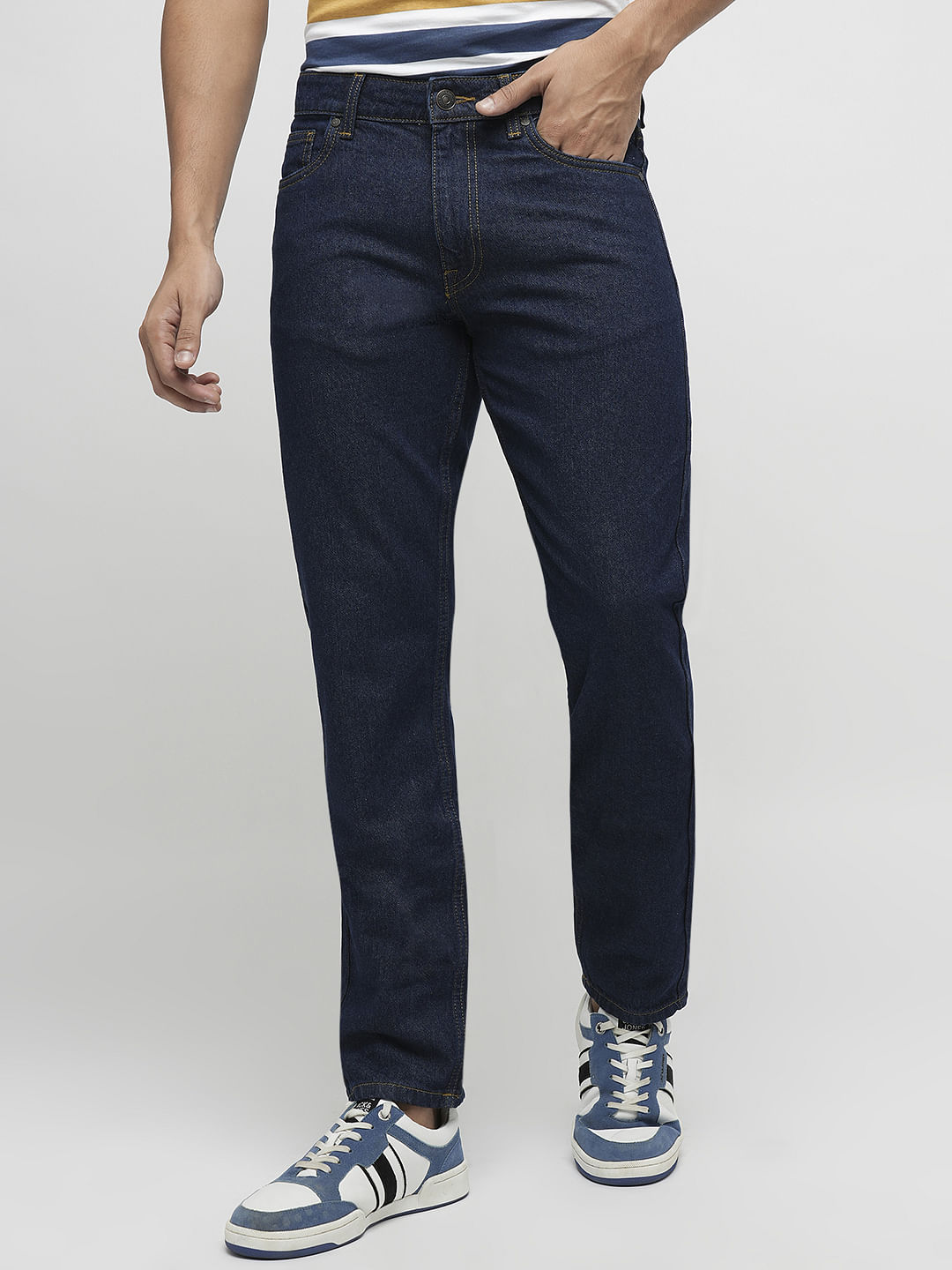 PRODUKT by JACK&JONES Dark Blue Mid Rise Regular Fit Jeans