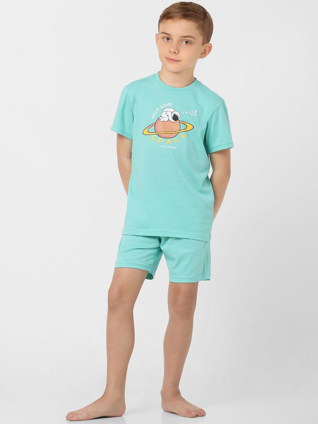 Boys Green T-shirt & Shorts Sleepwear Set - 4/5Y