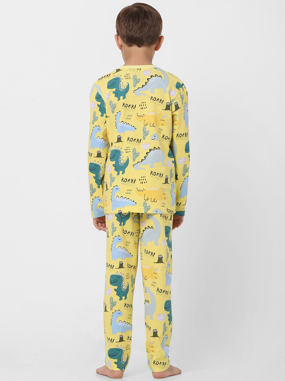 Boys Yellow Printed Sleepwear Set