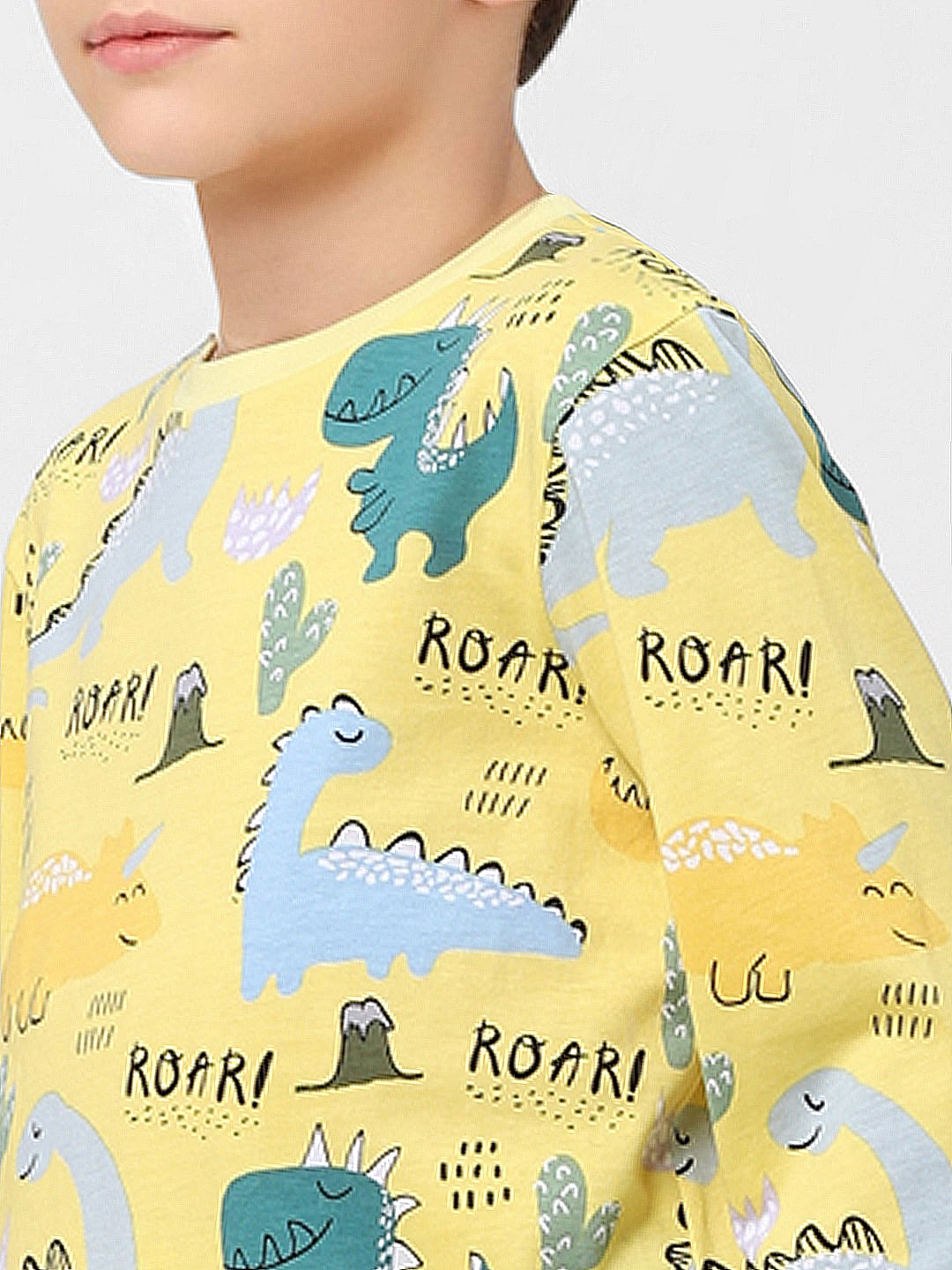 Boys Yellow Printed Sleepwear Set
