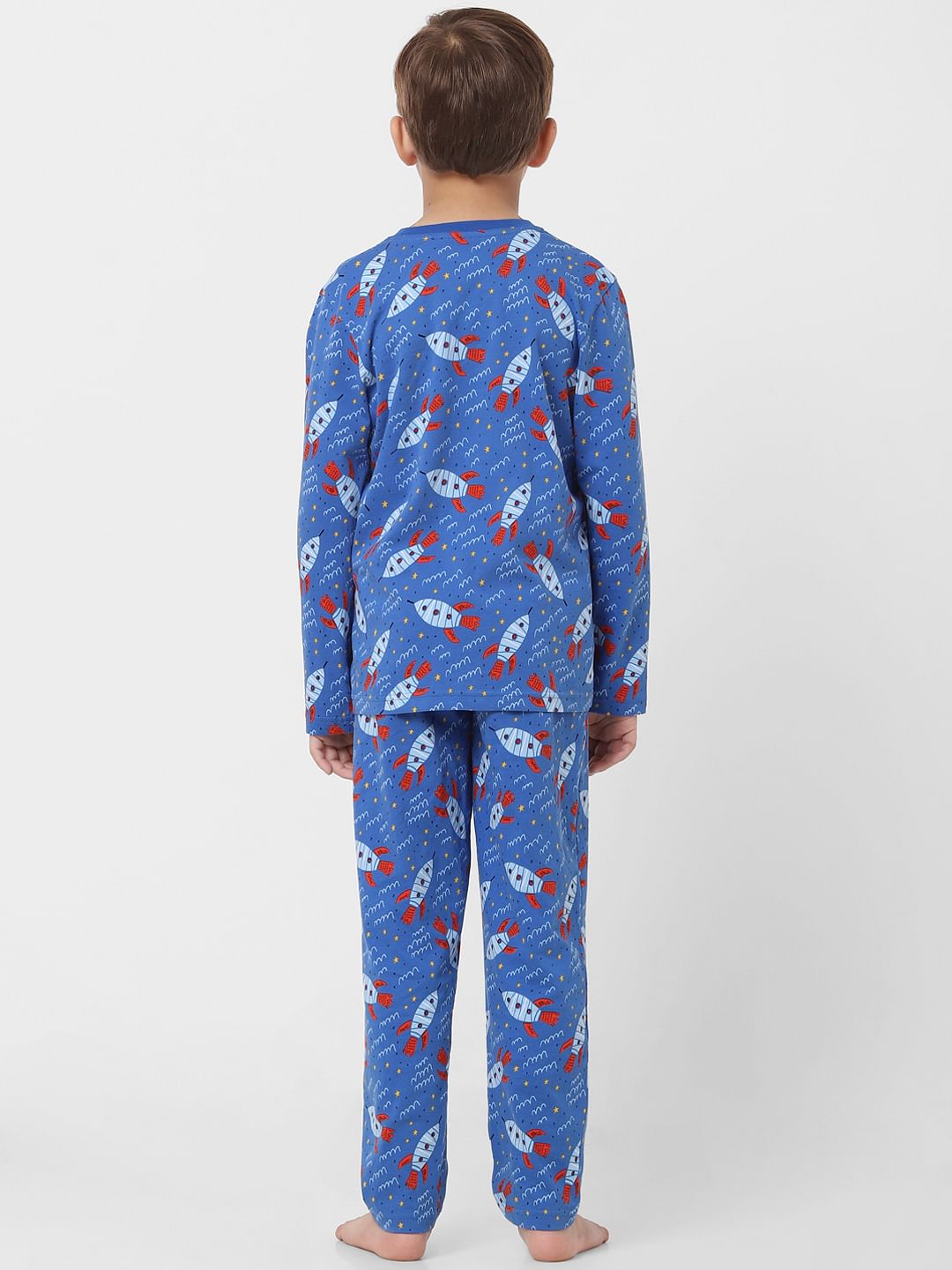 Boys Blue Printed T-shirt & Pyjama Sleepwear Set