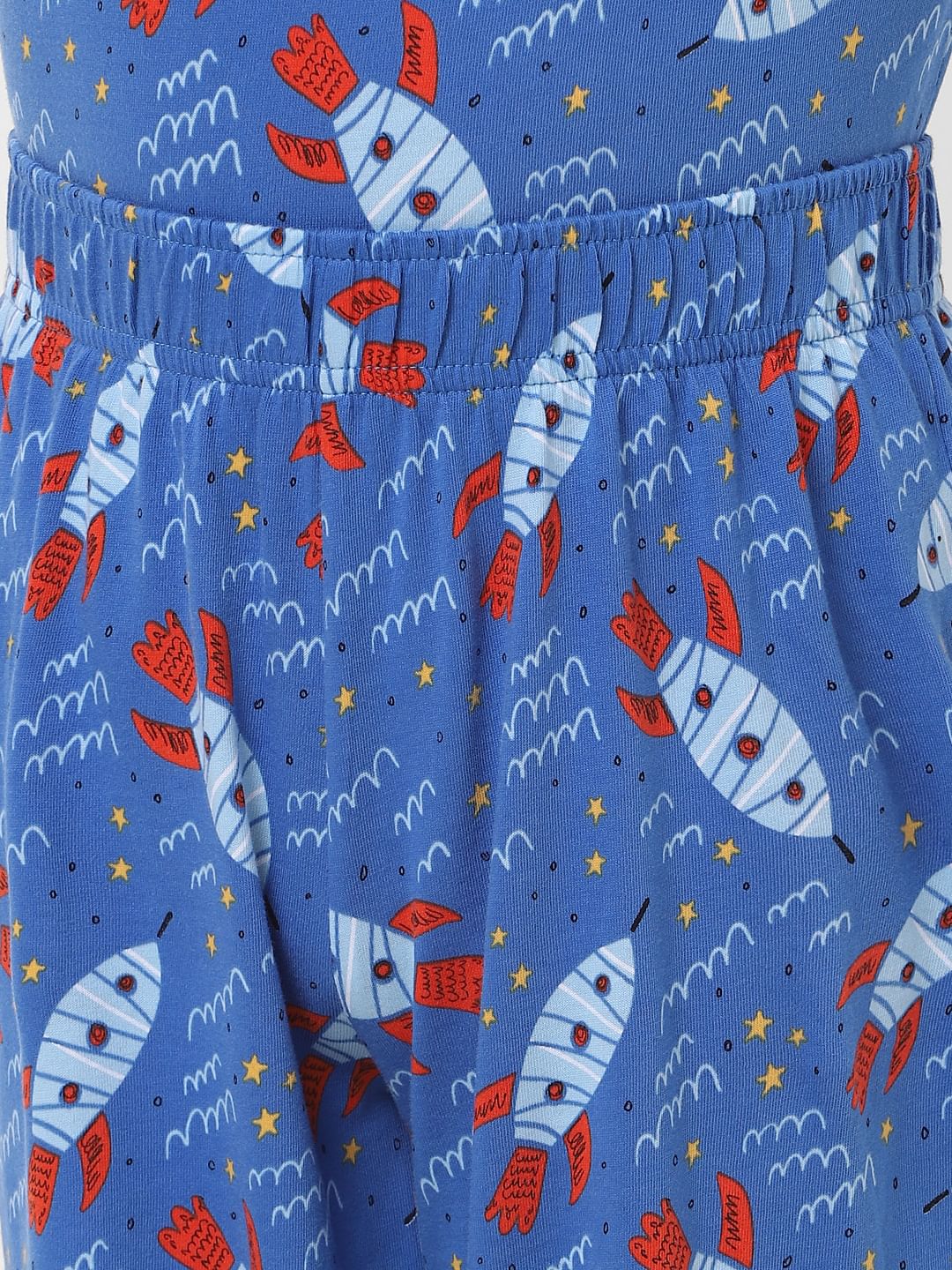 Boys Blue Printed T-shirt & Pyjama Sleepwear Set