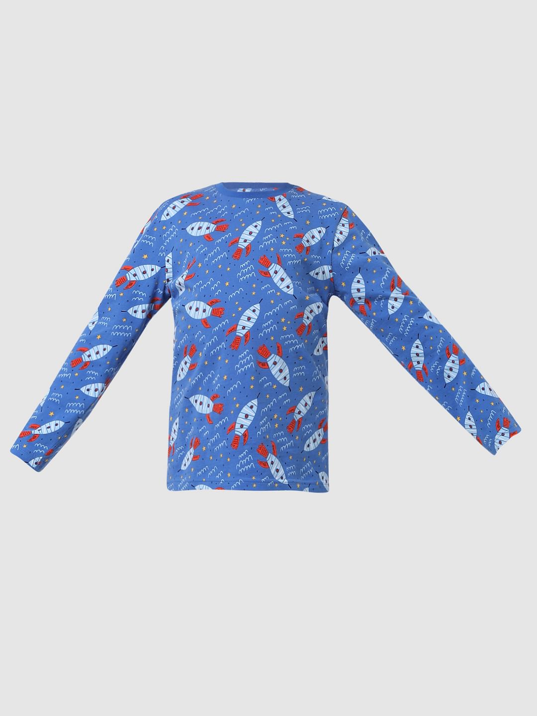Boys Blue Printed T-shirt & Pyjama Sleepwear Set