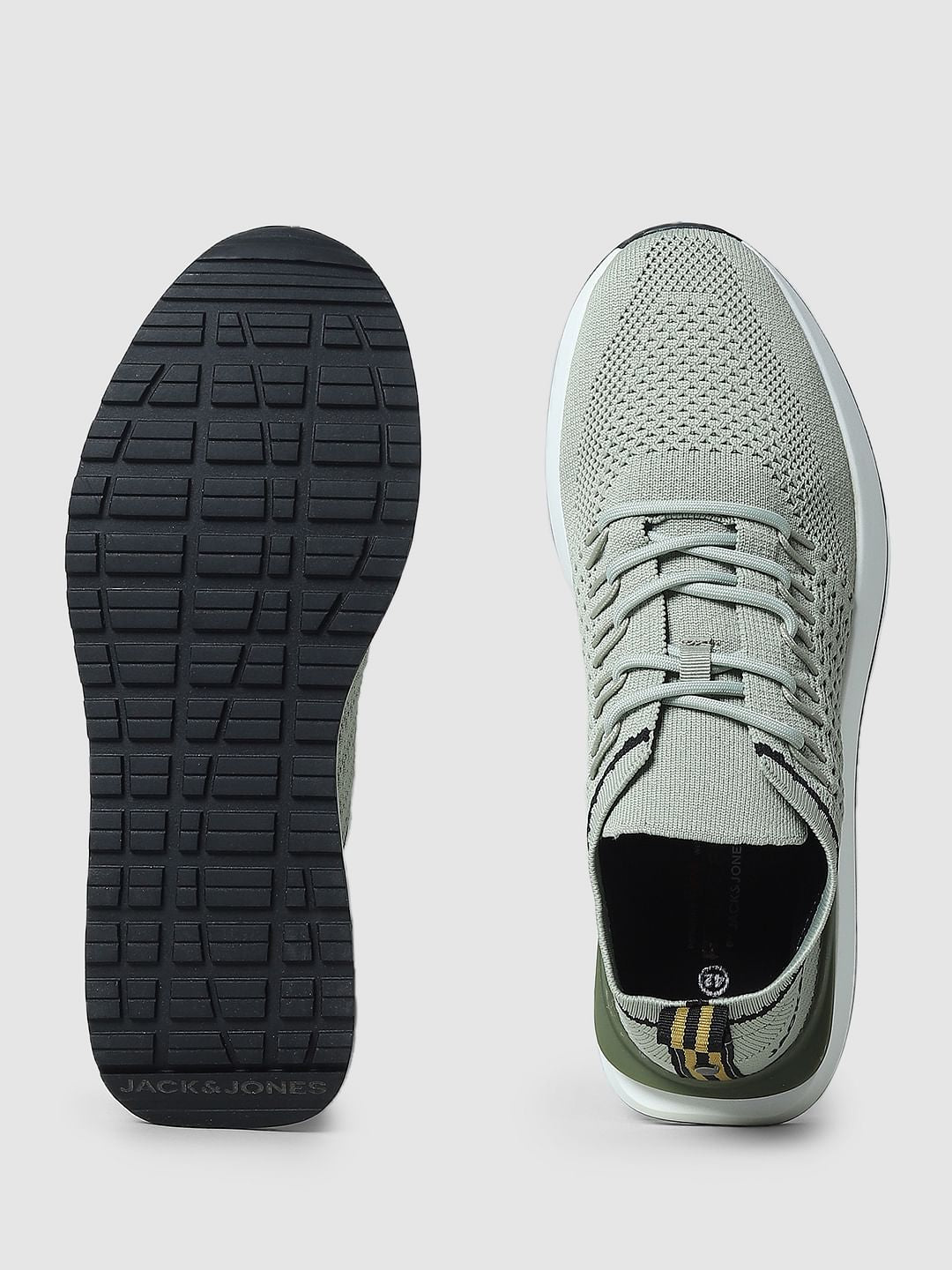 Light Green Textured Mesh Sneakers