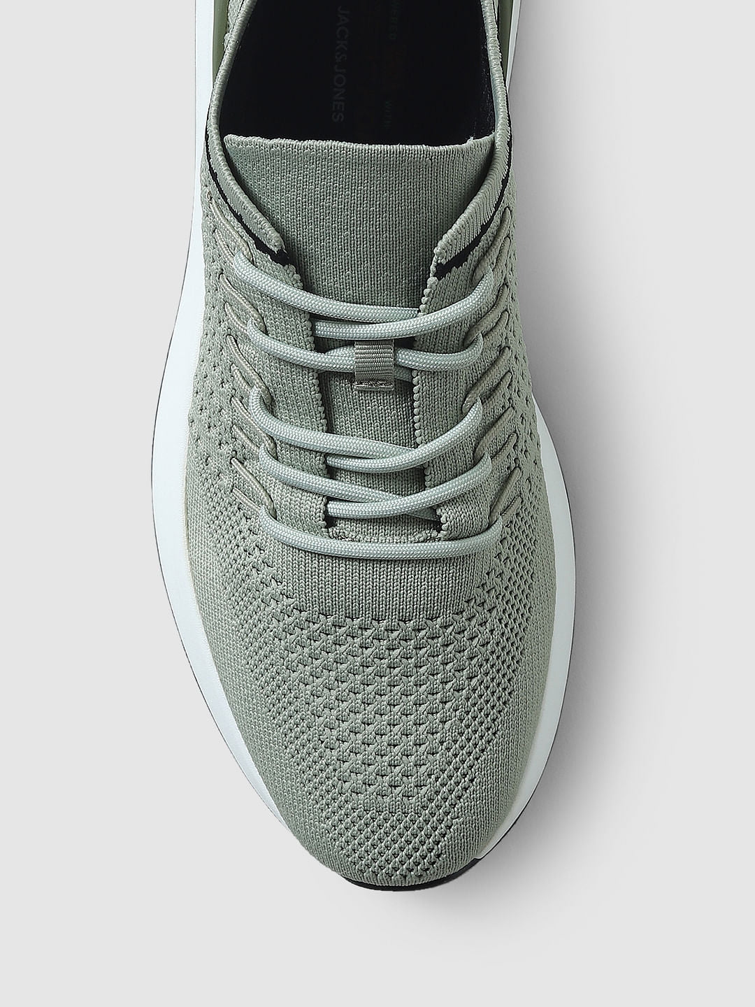 Light Green Textured Mesh Sneakers