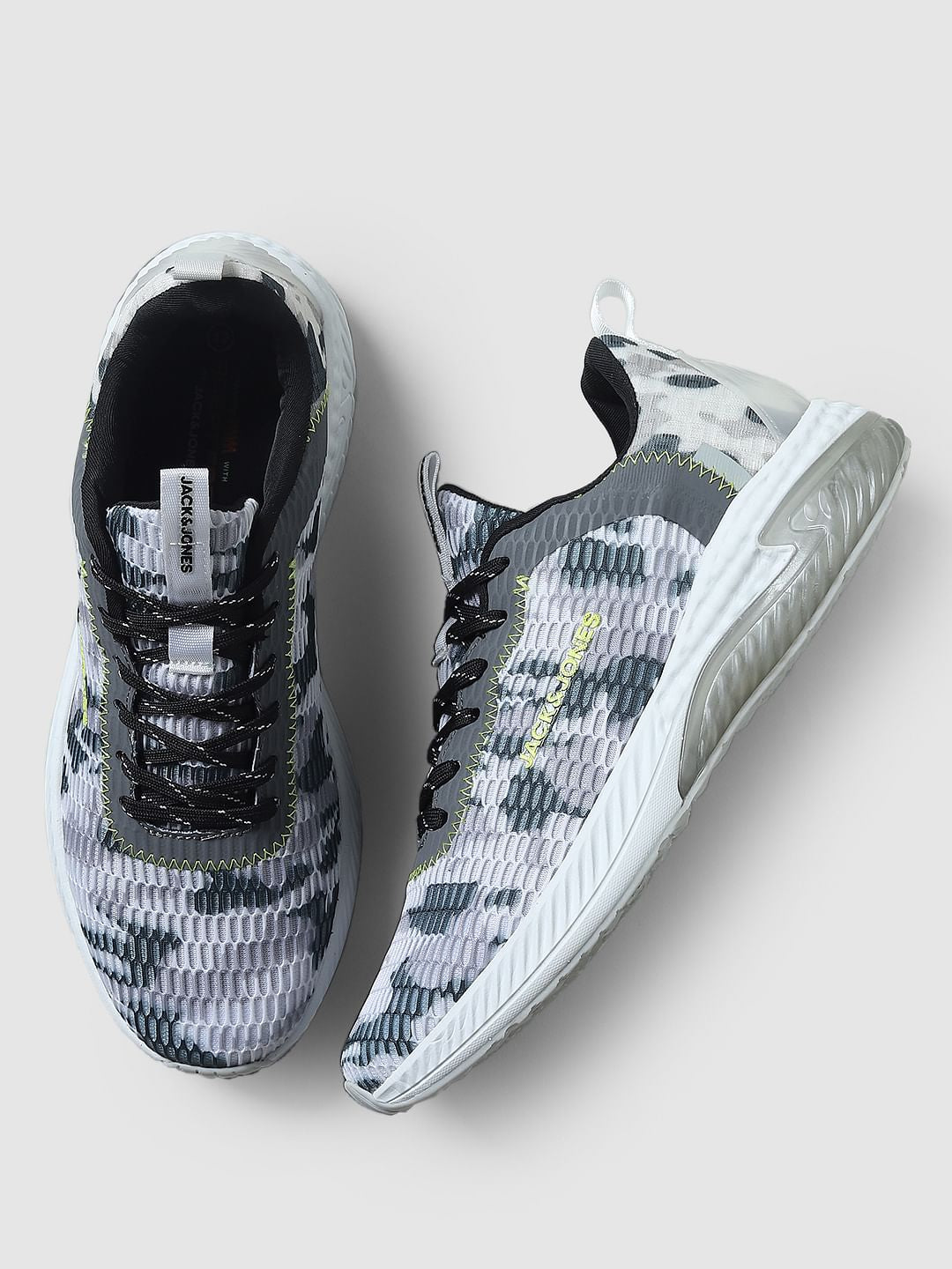 White Camo Print Mesh Sneakers