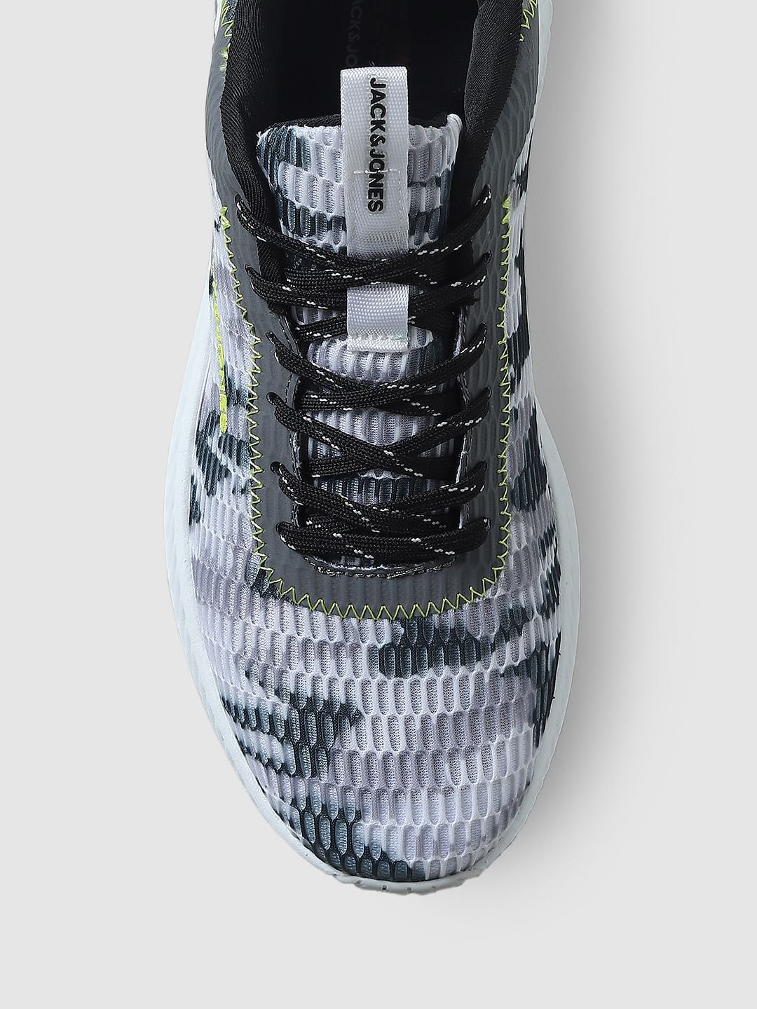 White Camo Print Mesh Sneakers