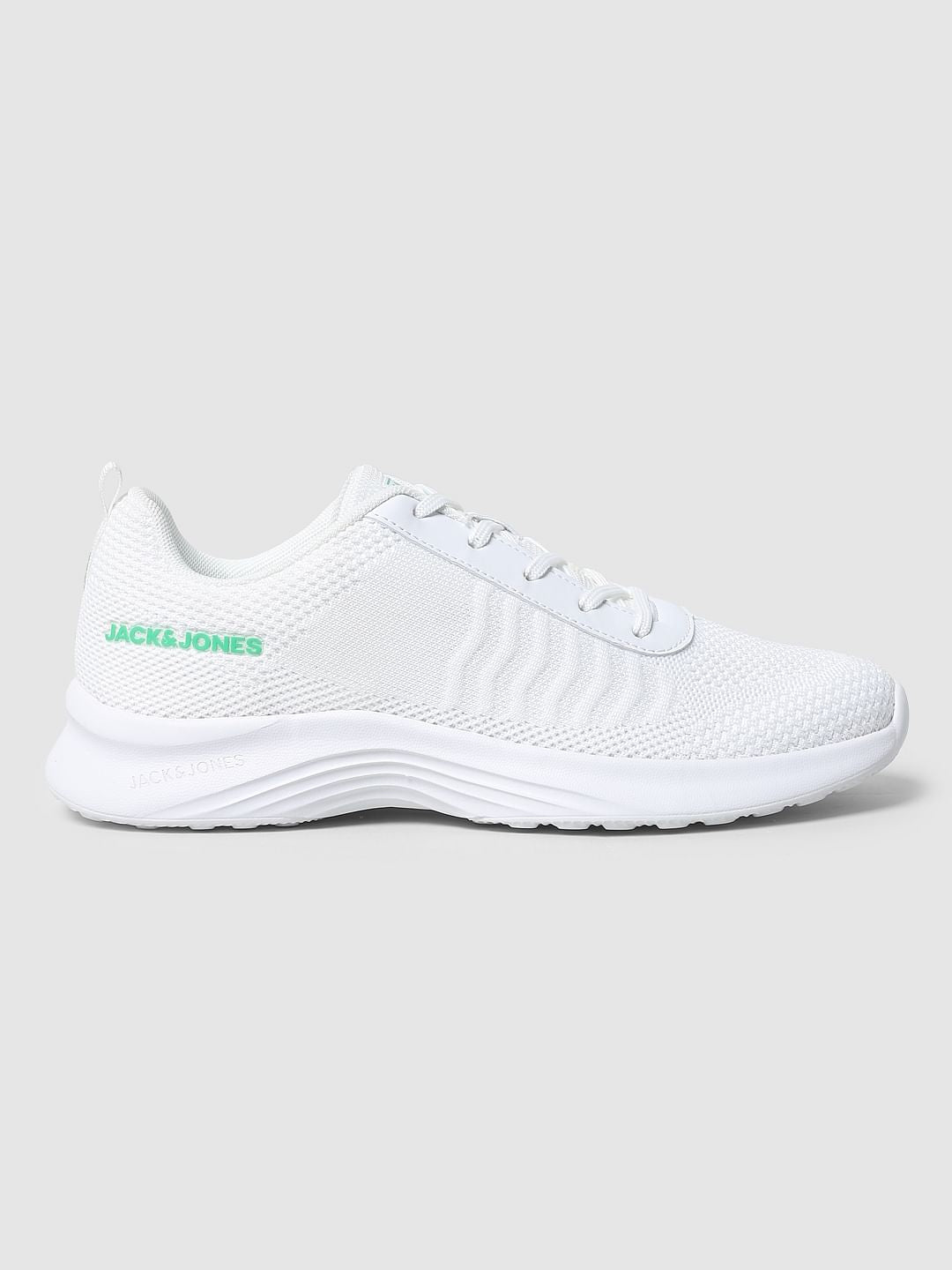 White Lace-Up Mesh Sneakers