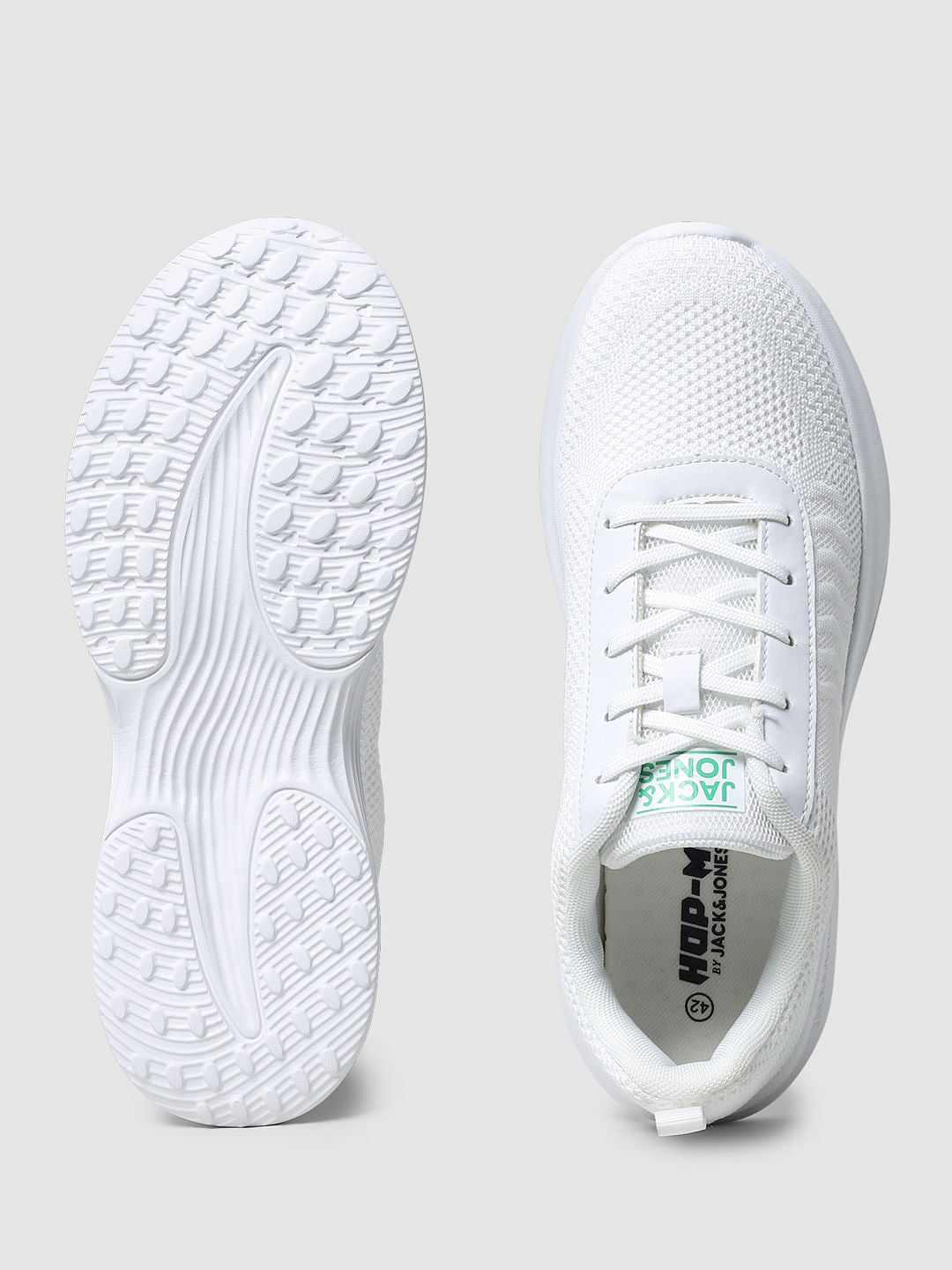 White Lace-Up Mesh Sneakers