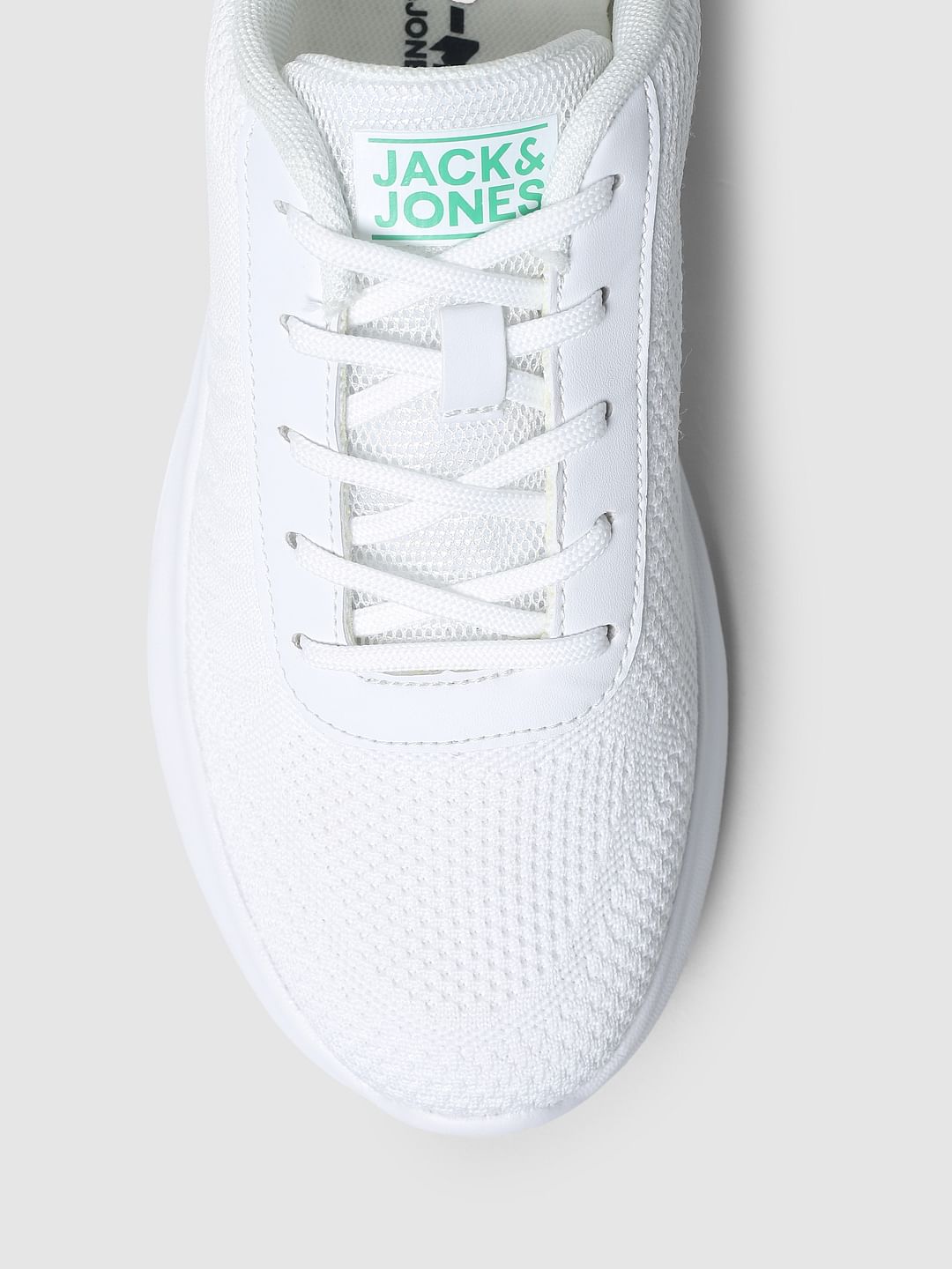 White Lace-Up Mesh Sneakers