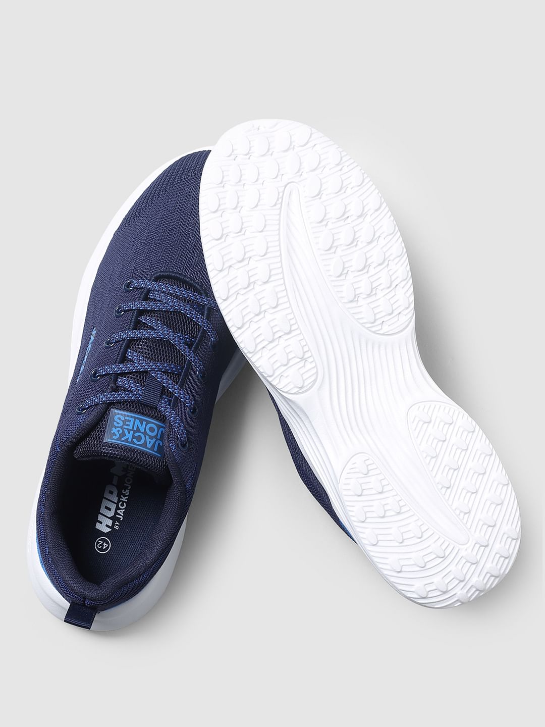 Blue Mesh Logo Print Sneakers