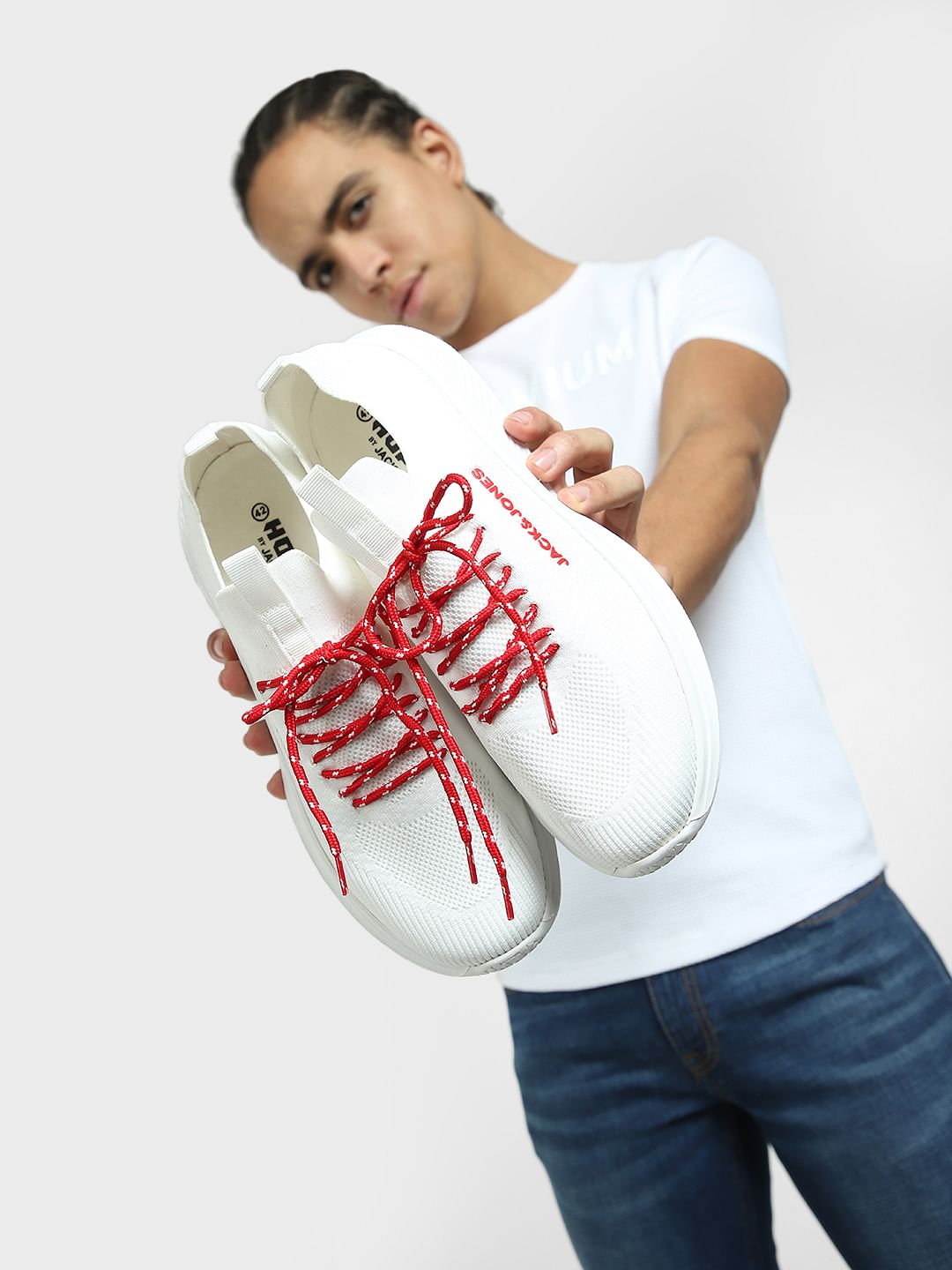 White Mesh Slip On Sneakers - 6
