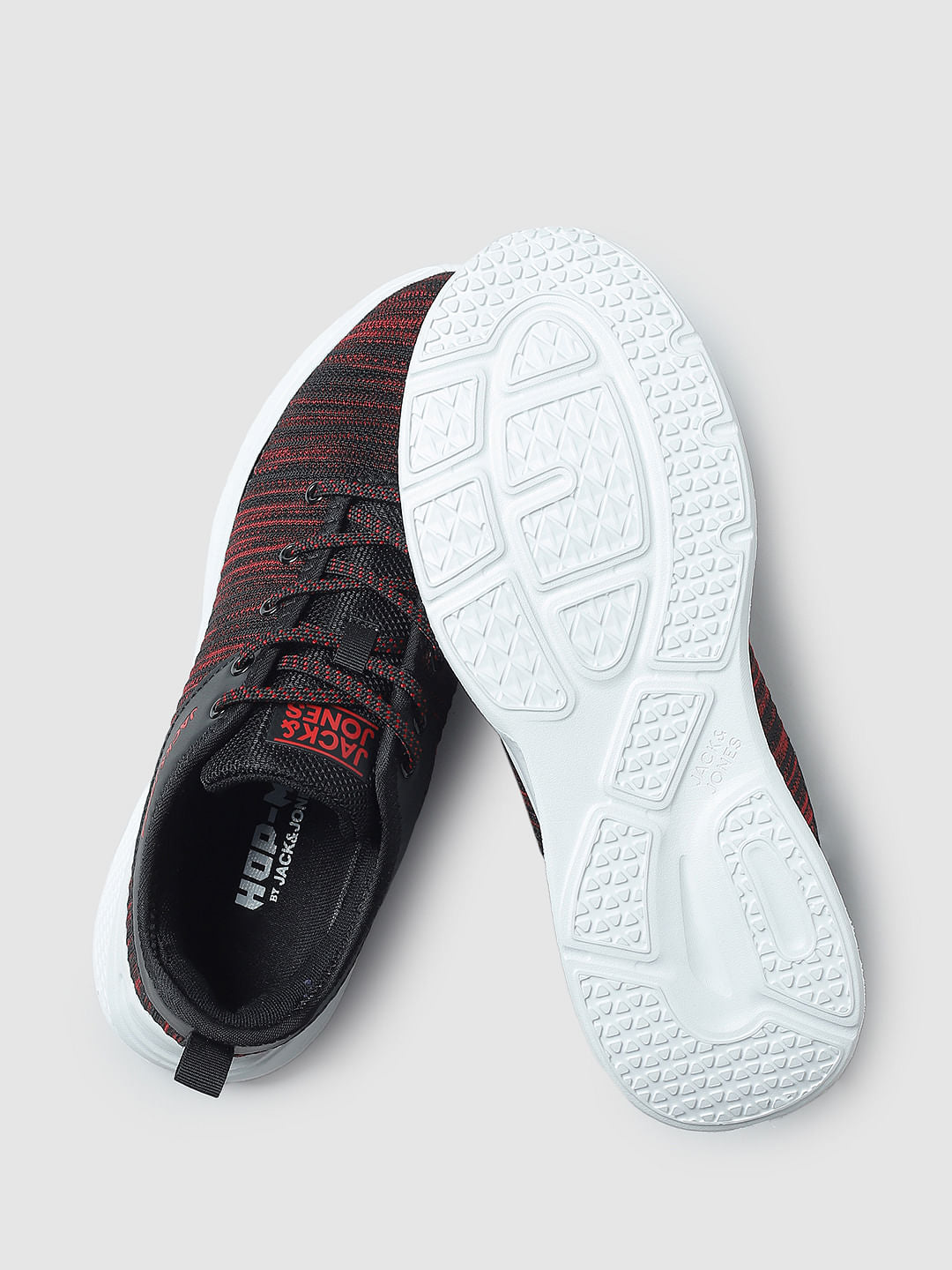 Black & Red Printed Lace-Up Sneakers