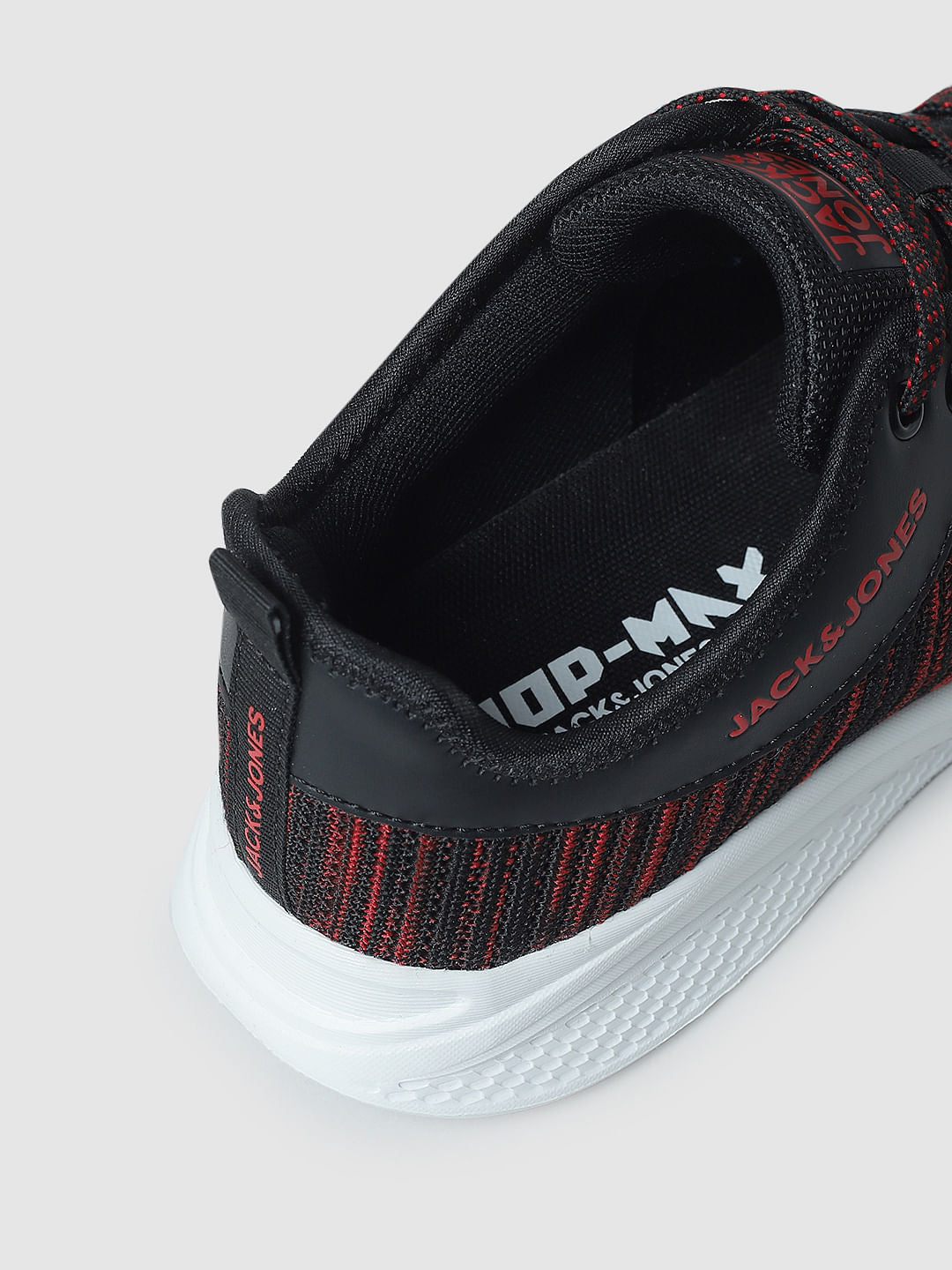 Black & Red Printed Lace-Up Sneakers